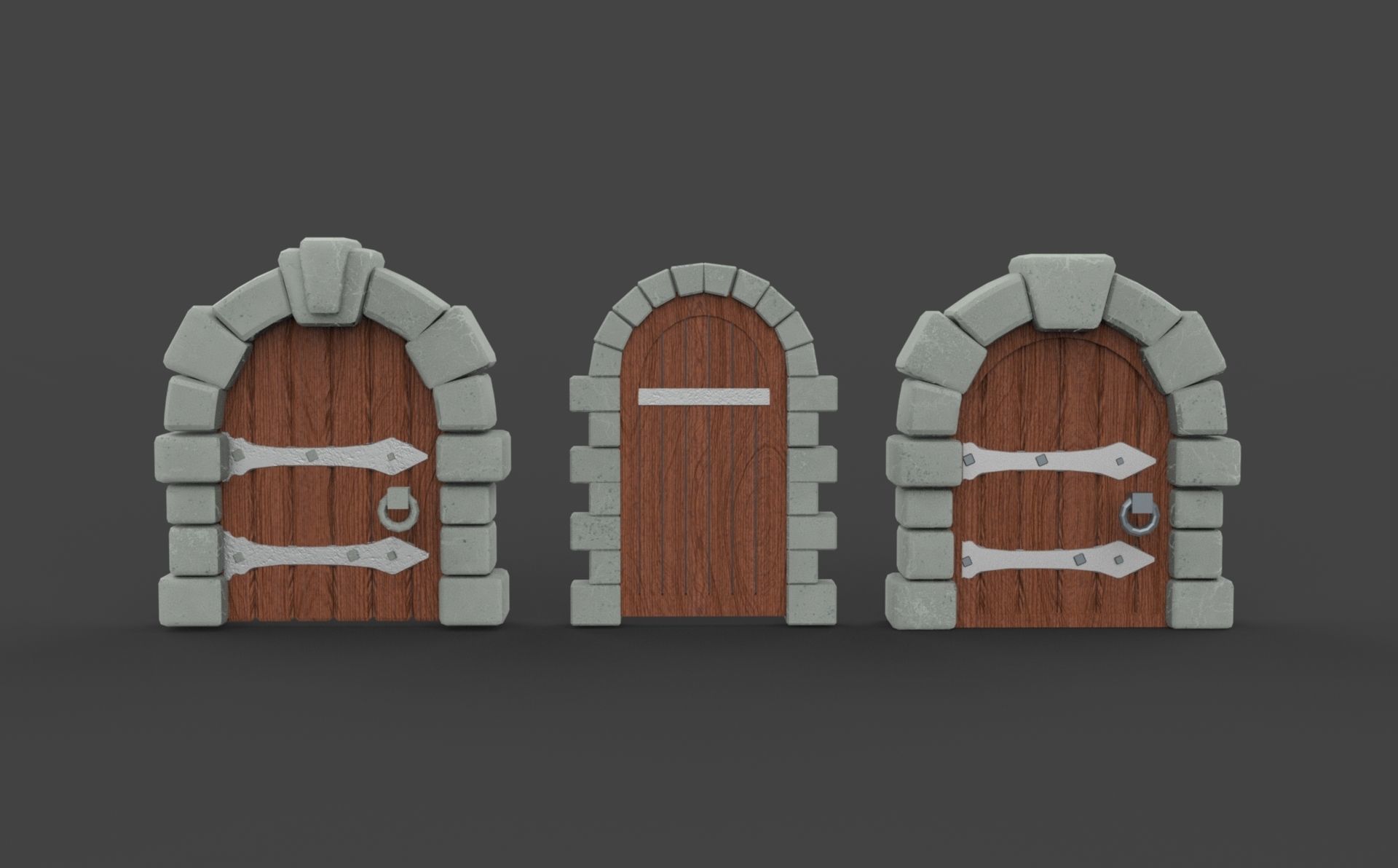Dungeon Door Low-poly 3D model_5