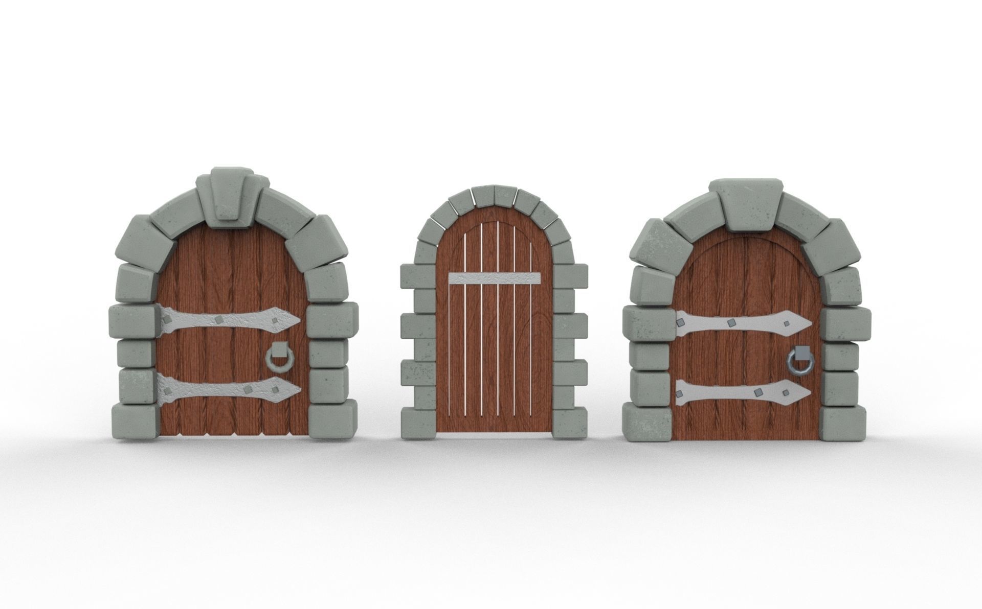 Dungeon Door Low-poly 3D model_4