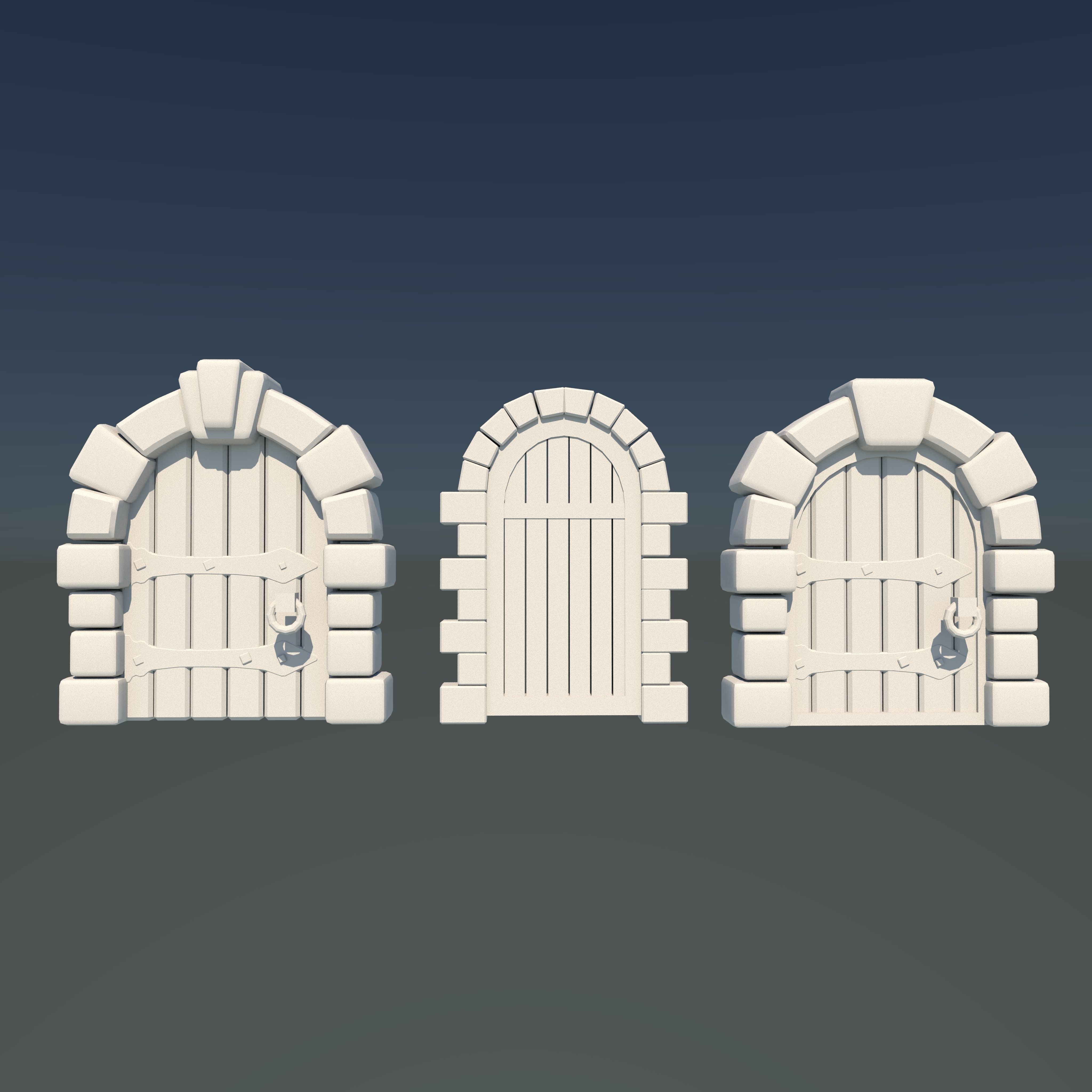 Dungeon Door Low-poly 3D model_7