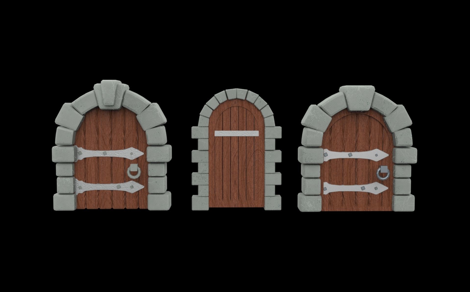 Dungeon Door Low-poly 3D model_6