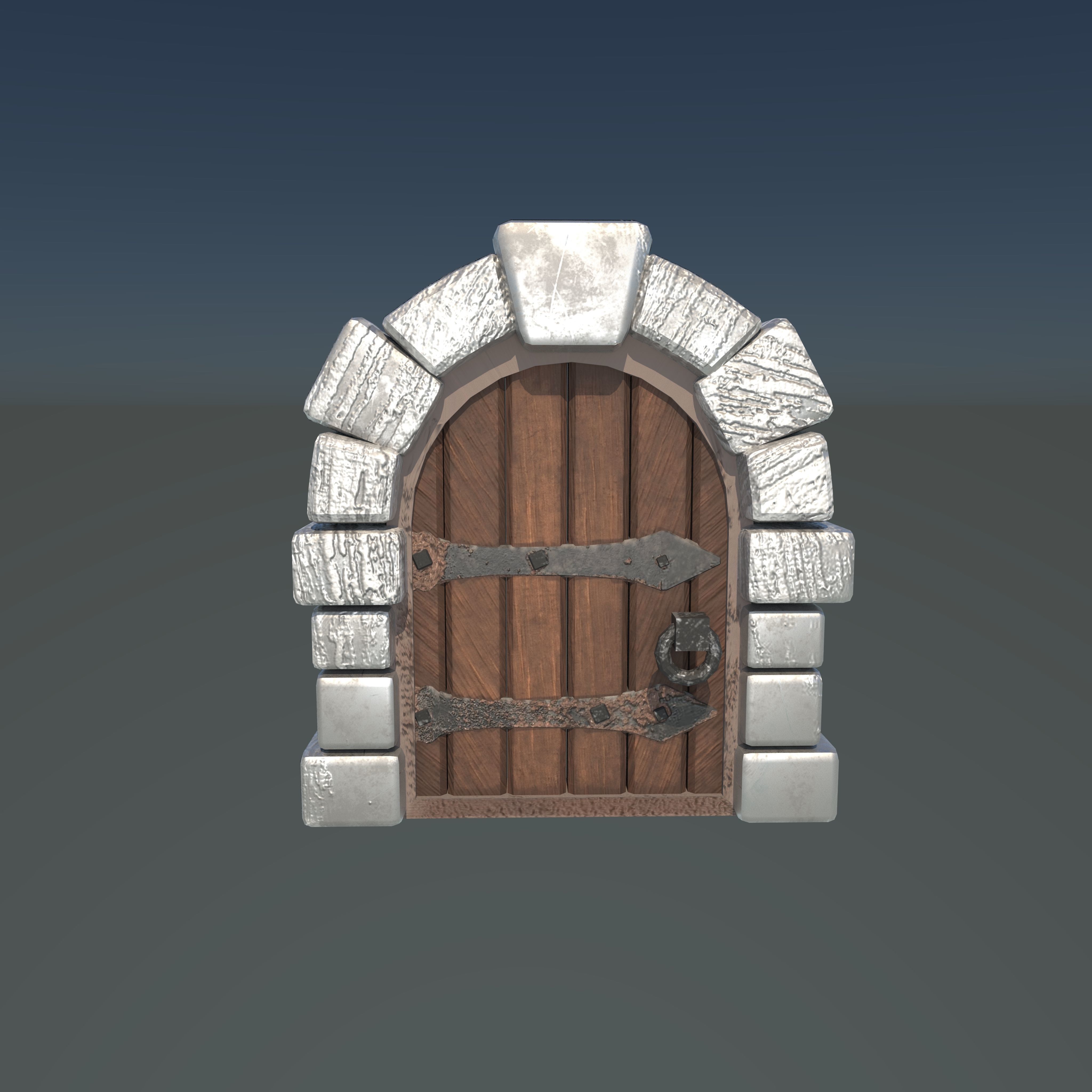 Dungeon Door Low-poly 3D model_3