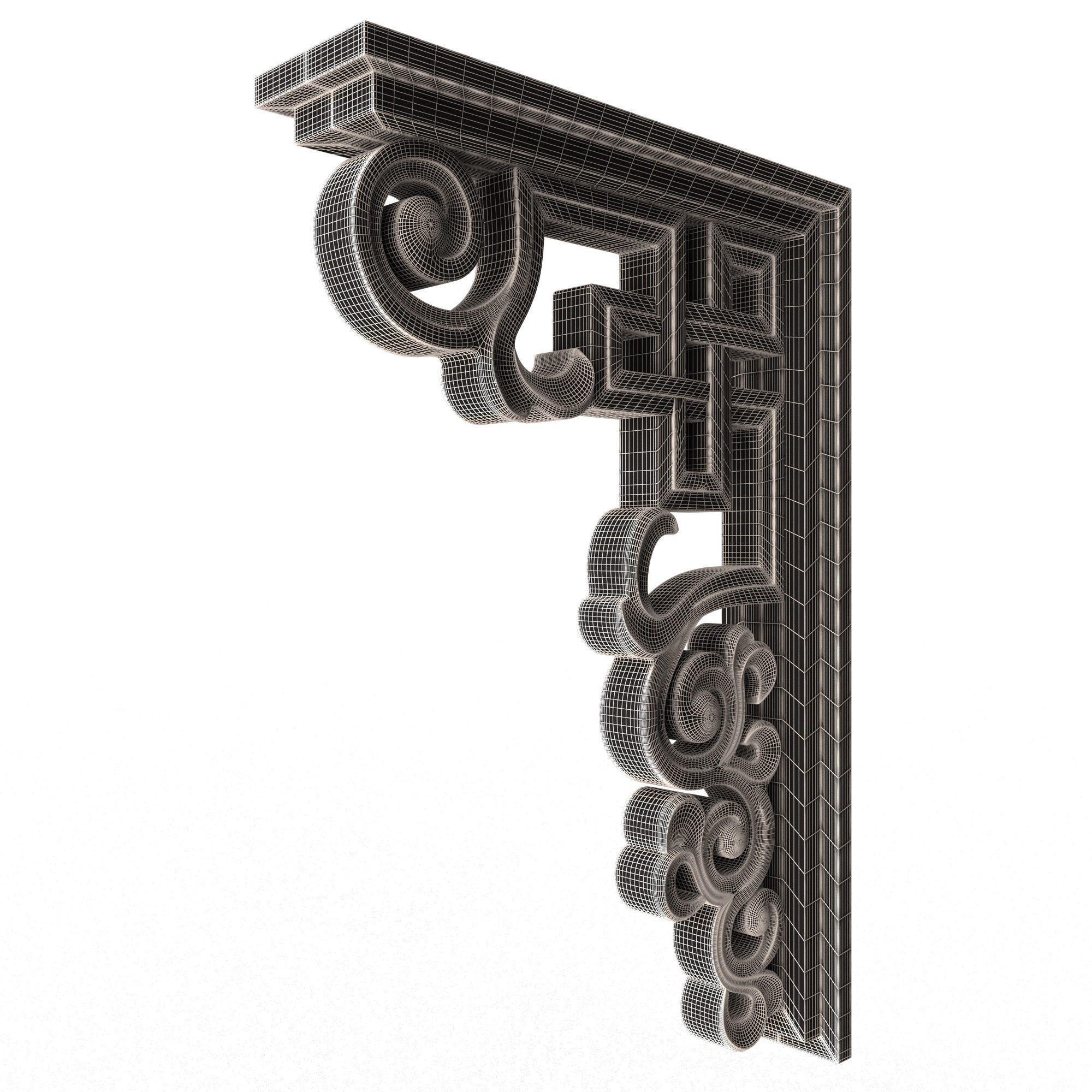 Bracket Carved Plaster Molding Decoration 01 Low-poly 3D model_9