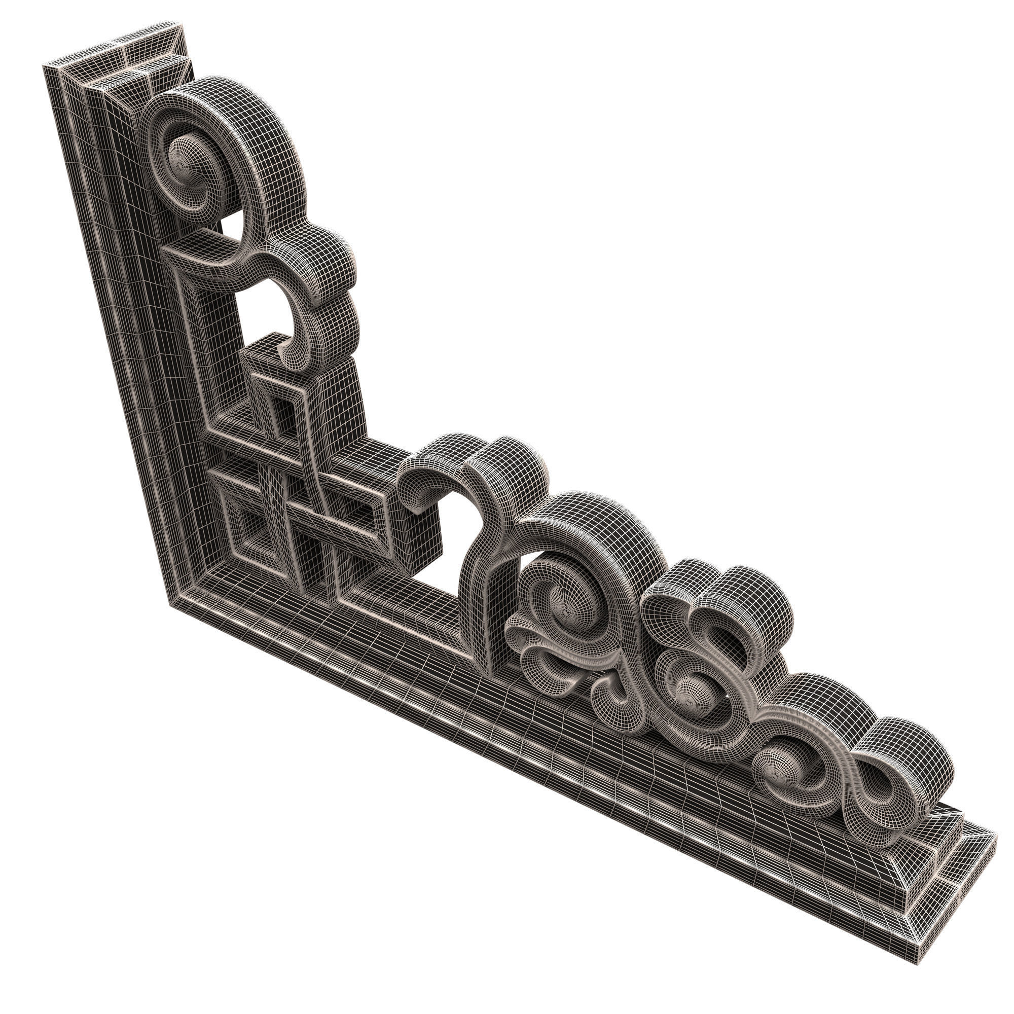 Bracket Carved Plaster Molding Decoration 01 Low-poly 3D model_12
