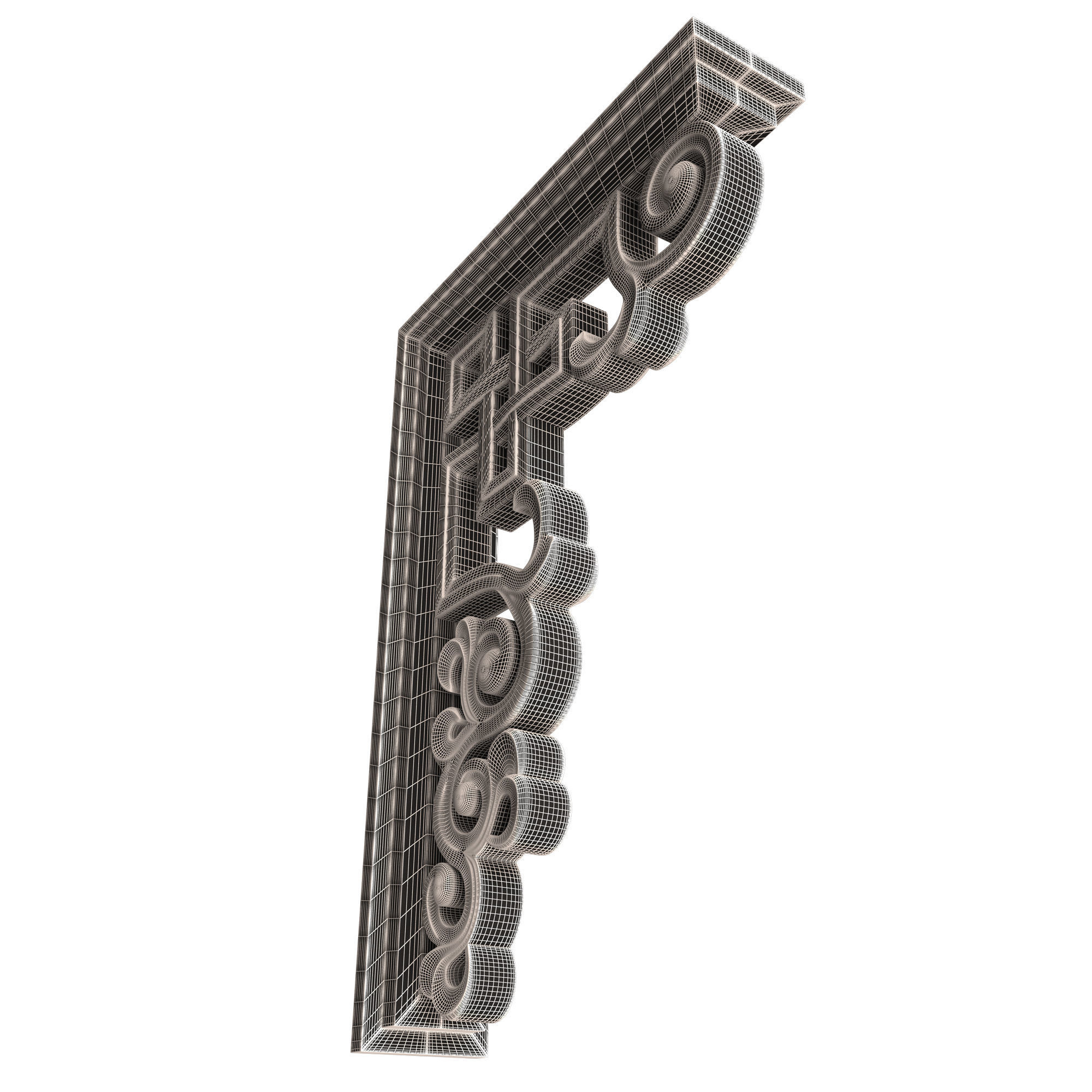 Bracket Carved Plaster Molding Decoration 01 Low-poly 3D model_10