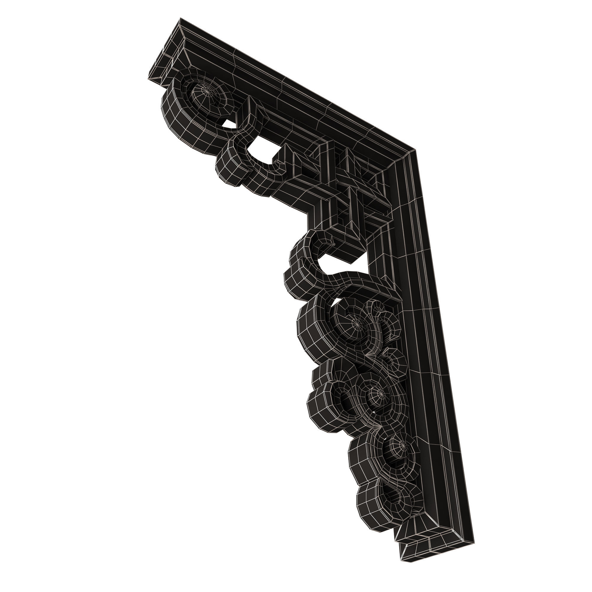 Bracket Carved Plaster Molding Decoration 01 Low-poly 3D model_17