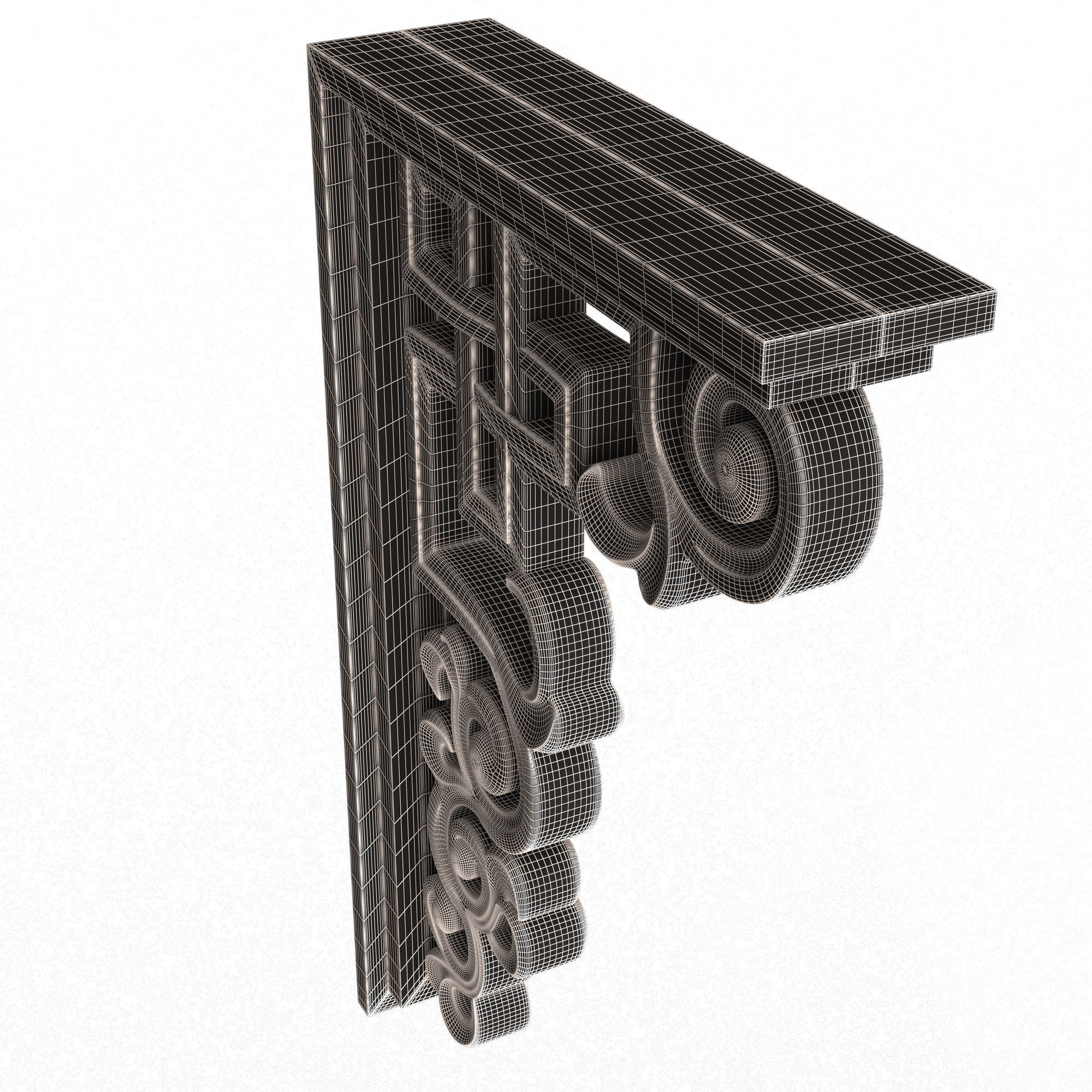 Bracket Carved Plaster Molding Decoration 01 Low-poly 3D model_8