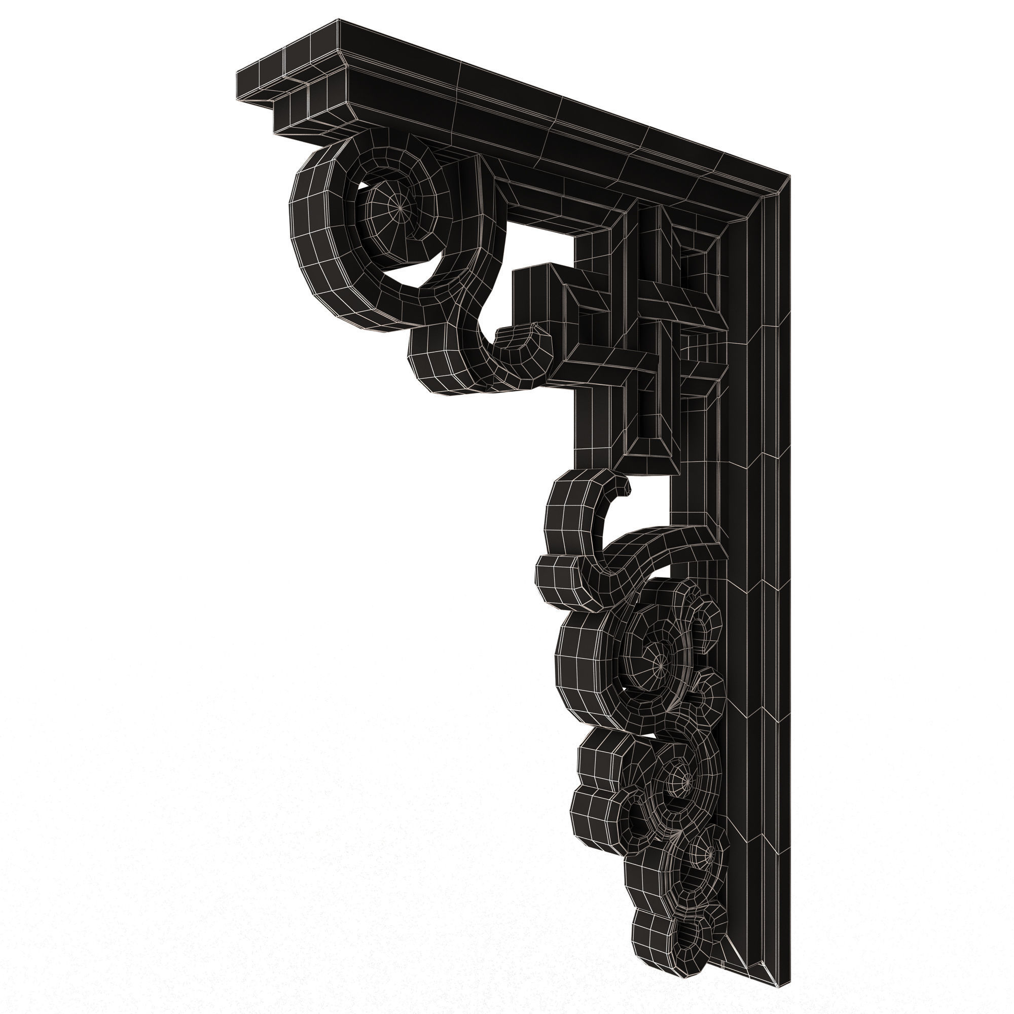 Bracket Carved Plaster Molding Decoration 01 Low-poly 3D model_15