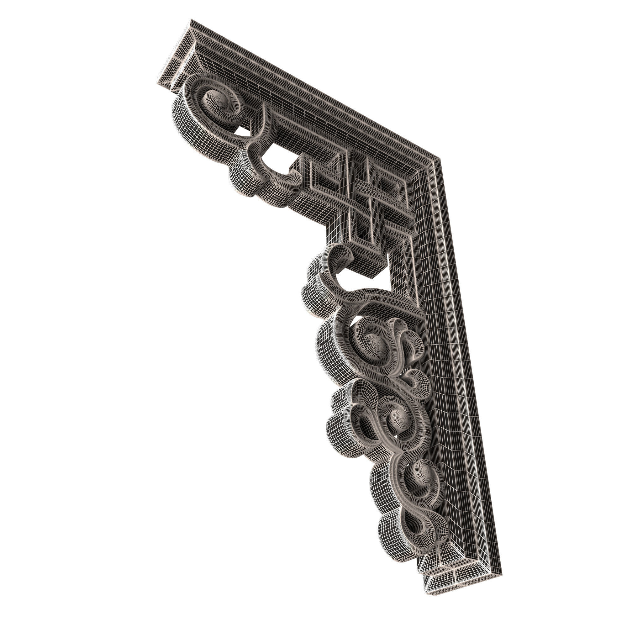 Bracket Carved Plaster Molding Decoration 01 Low-poly 3D model_11