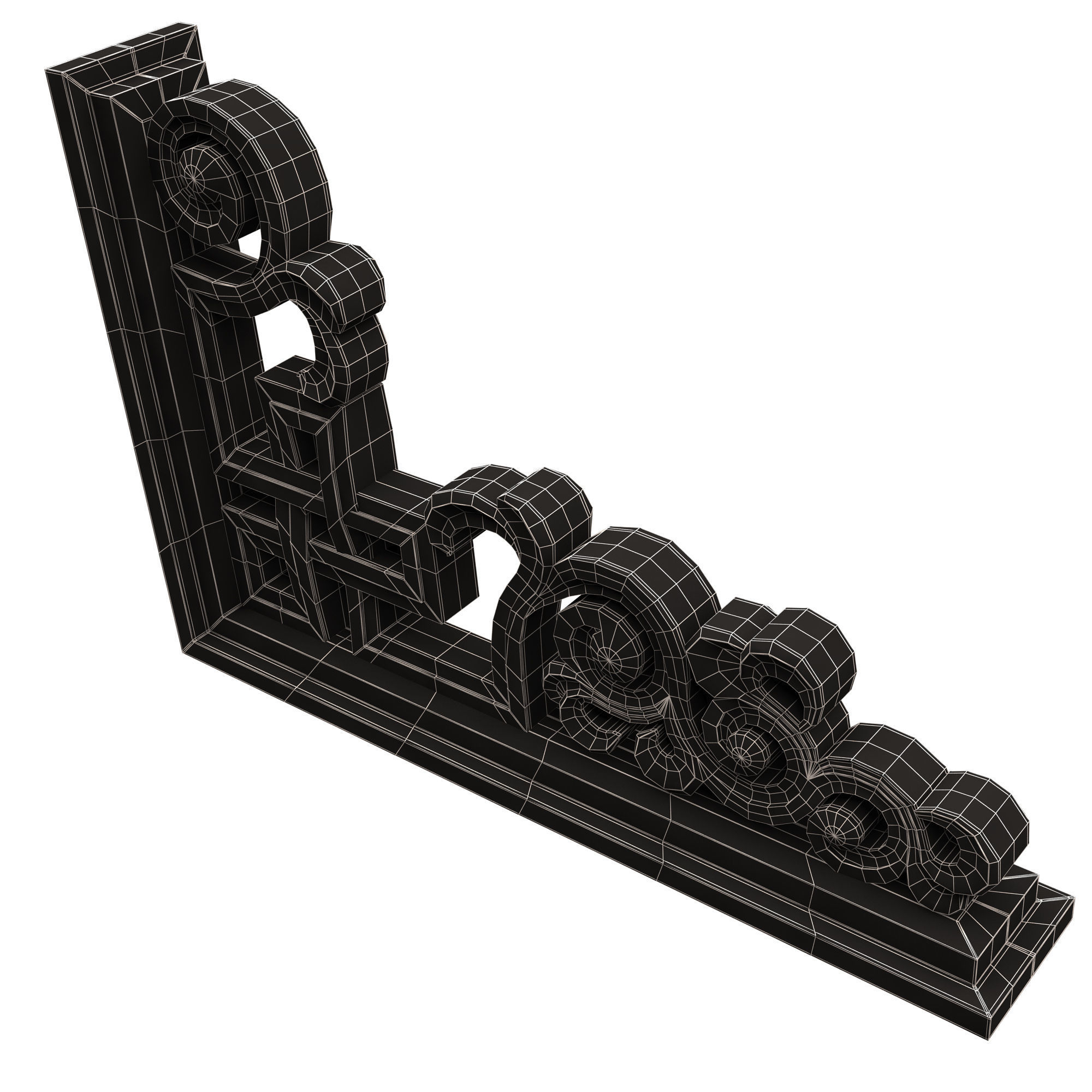 Bracket Carved Plaster Molding Decoration 01 Low-poly 3D model_18
