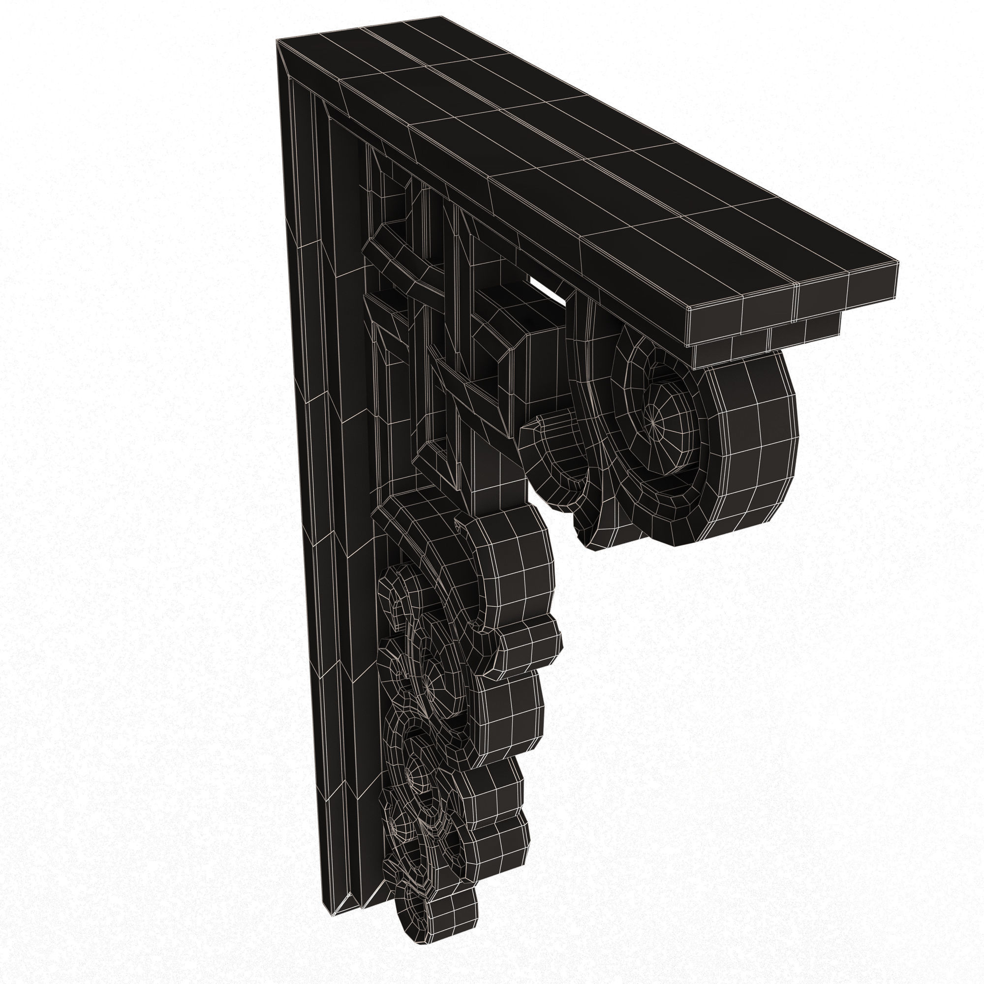 Bracket Carved Plaster Molding Decoration 01 Low-poly 3D model_14