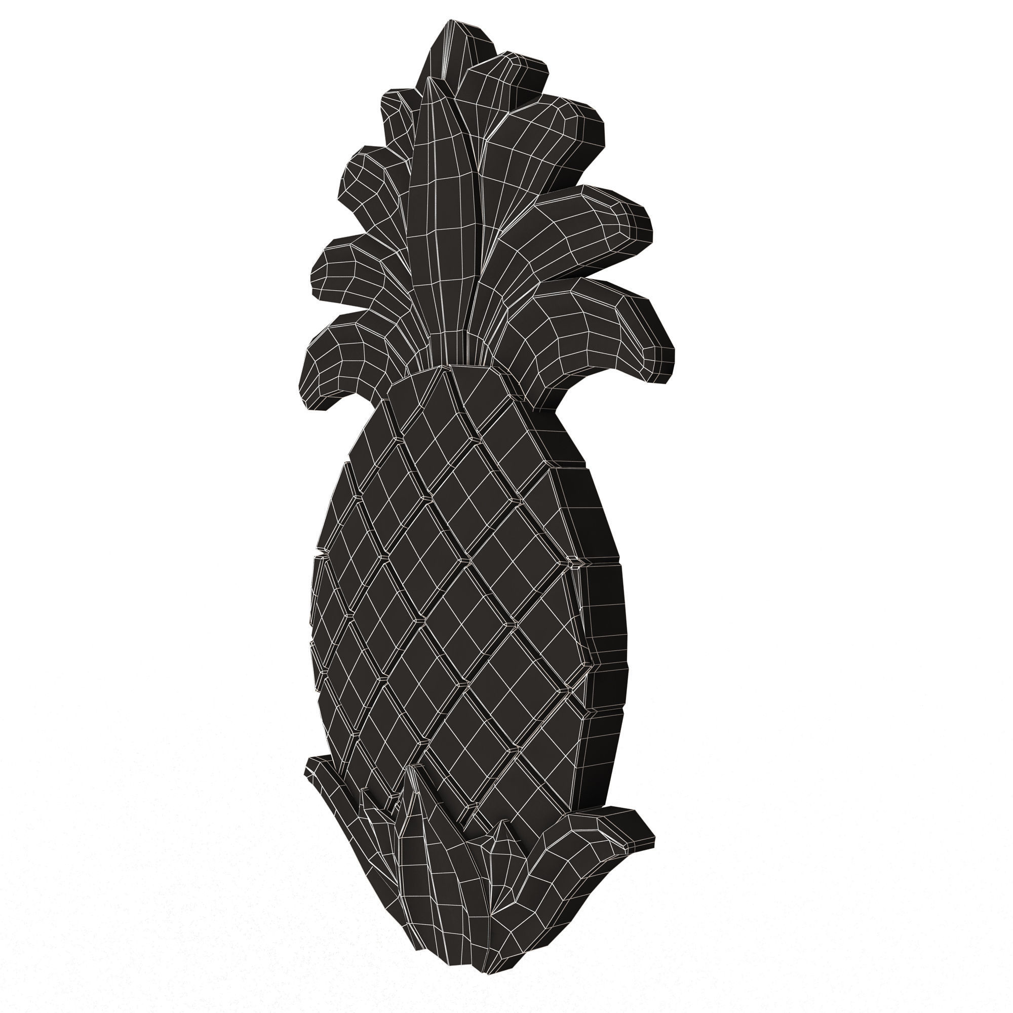 Pineapple Wood Carving Low-poly 3D model_14