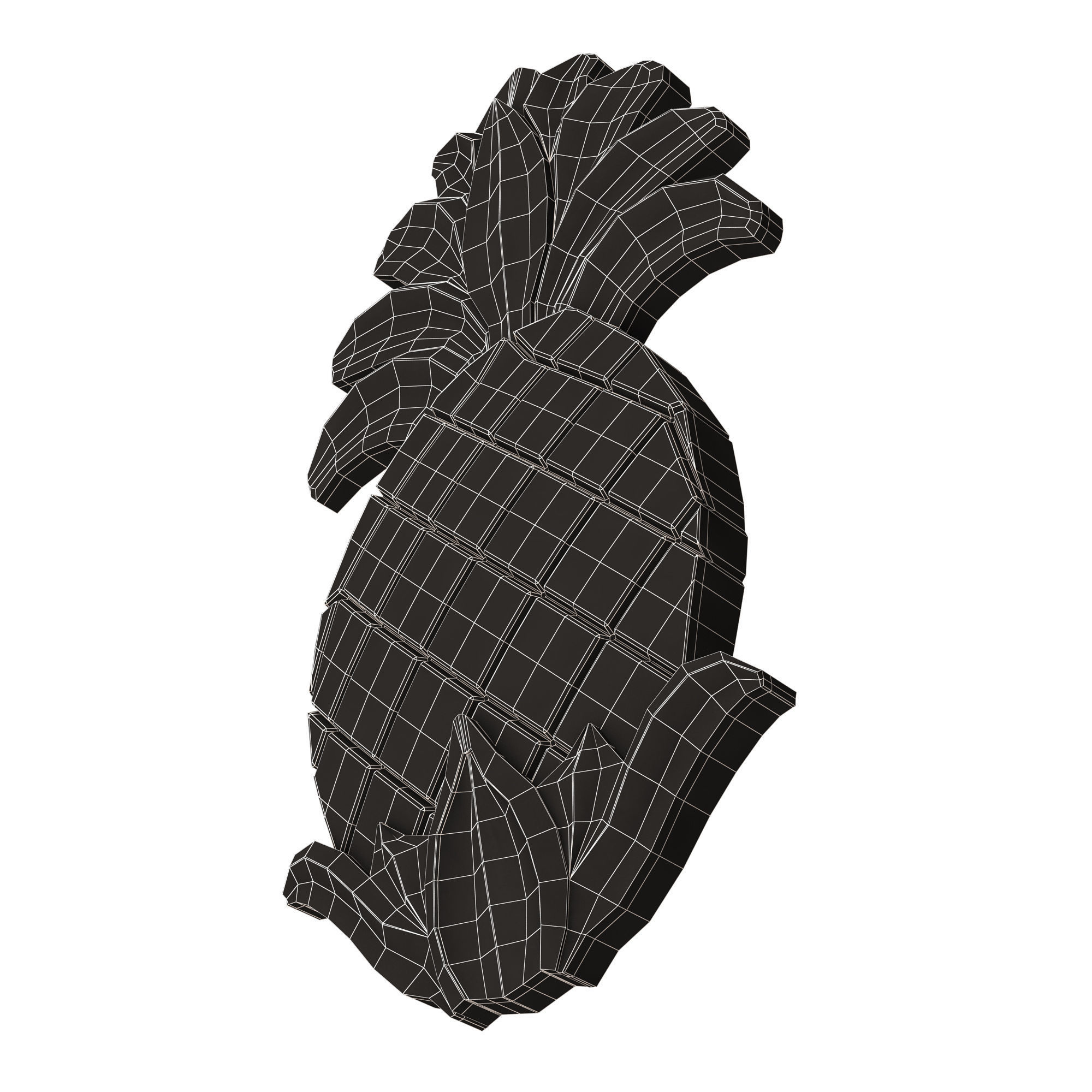 Pineapple Wood Carving Low-poly 3D model_16