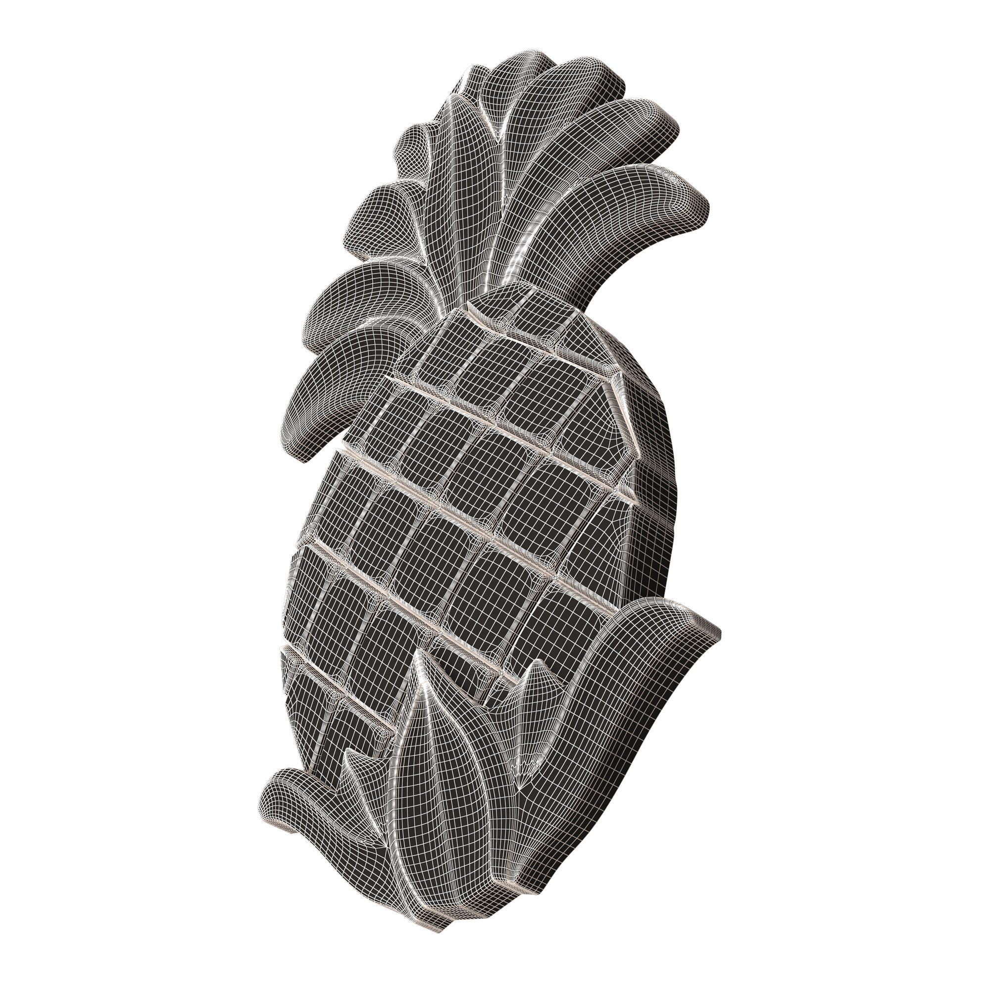 Pineapple Wood Carving Low-poly 3D model_10