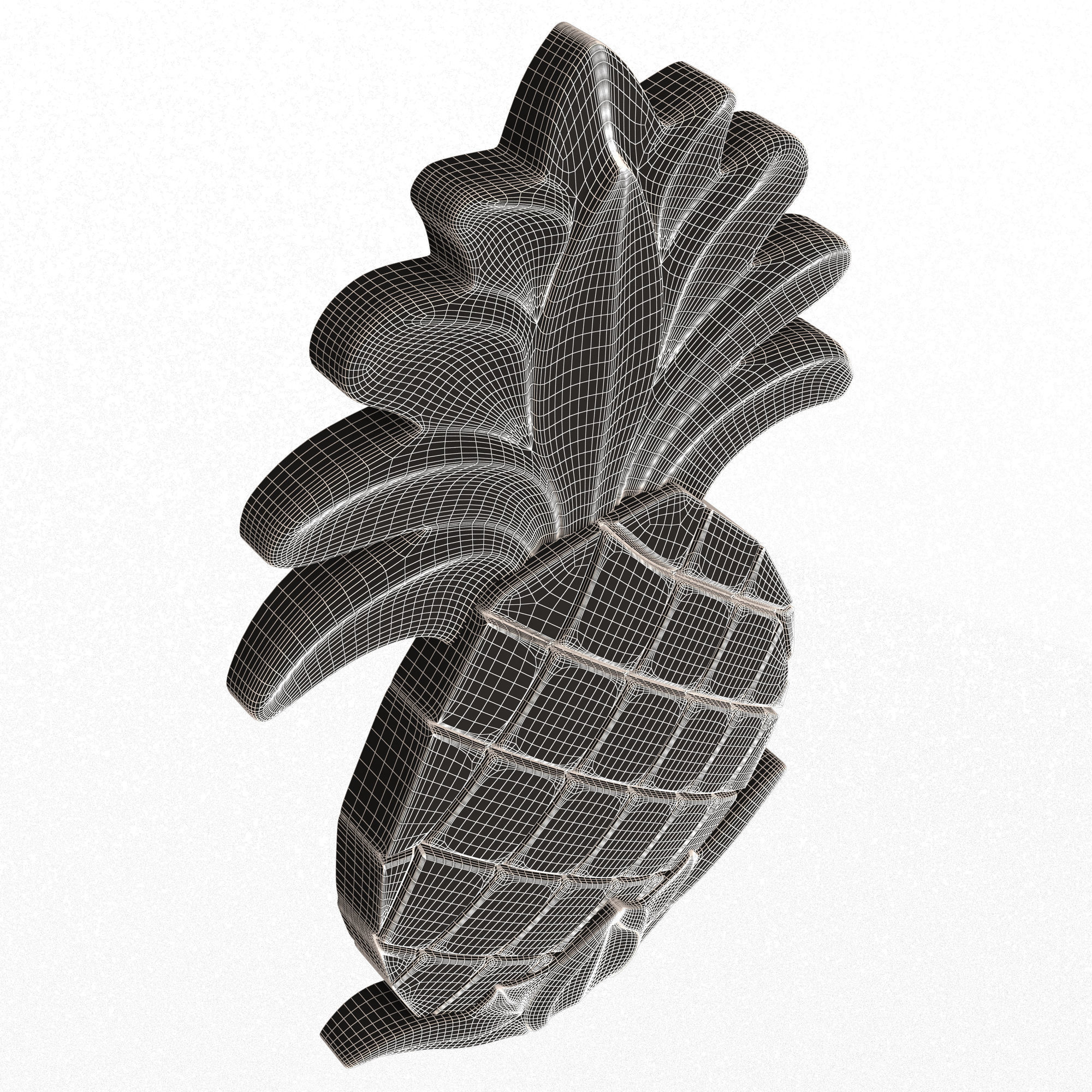 Pineapple Wood Carving Low-poly 3D model_9