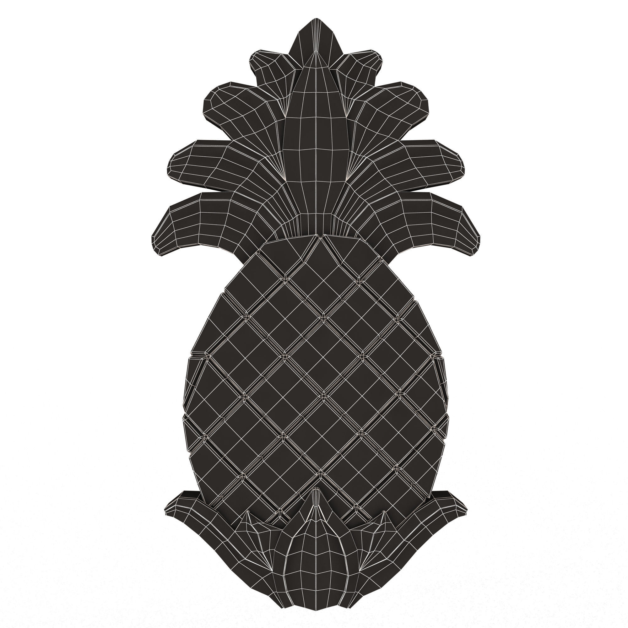 Pineapple Wood Carving Low-poly 3D model_12