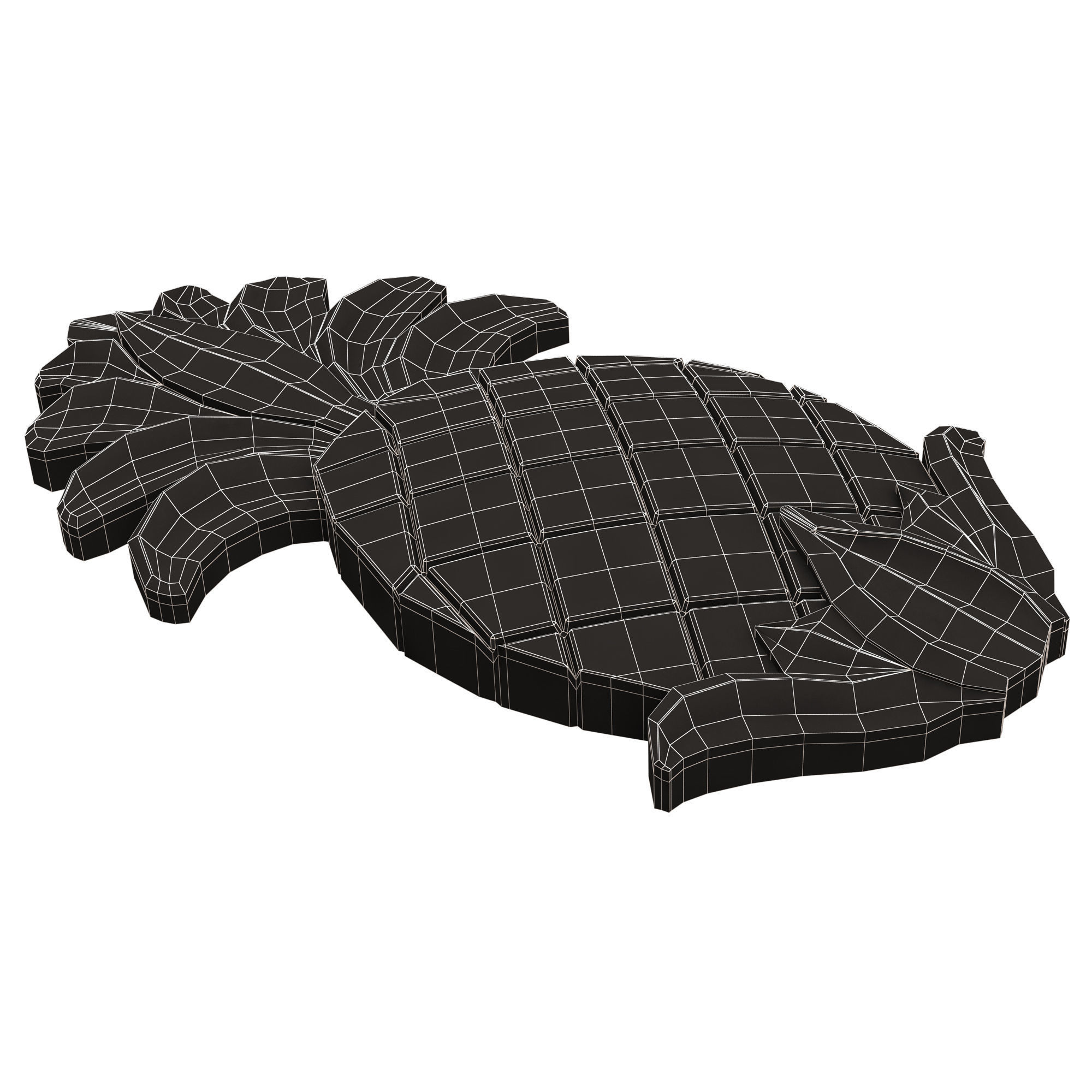 Pineapple Wood Carving Low-poly 3D model_17