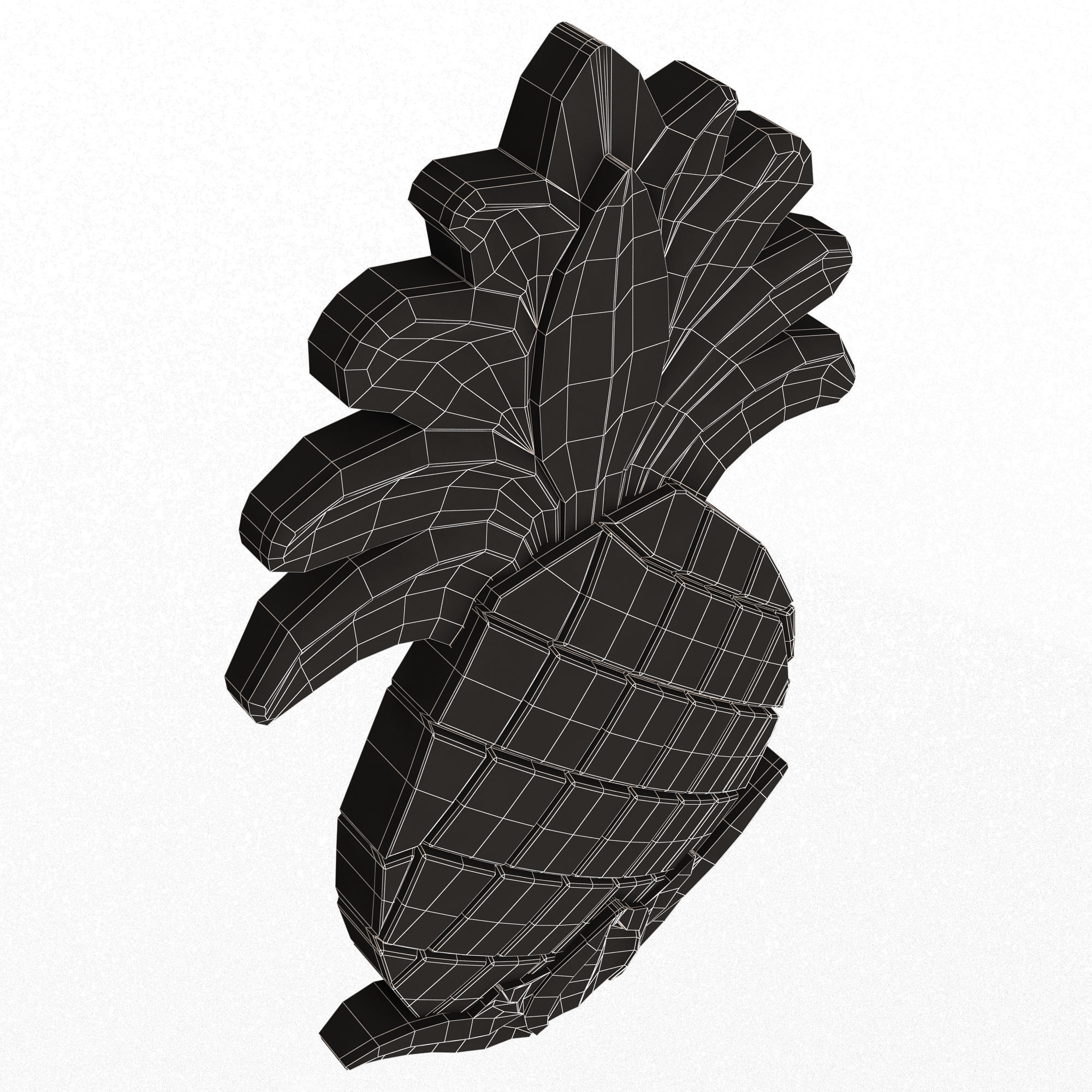 Pineapple Wood Carving Low-poly 3D model_15