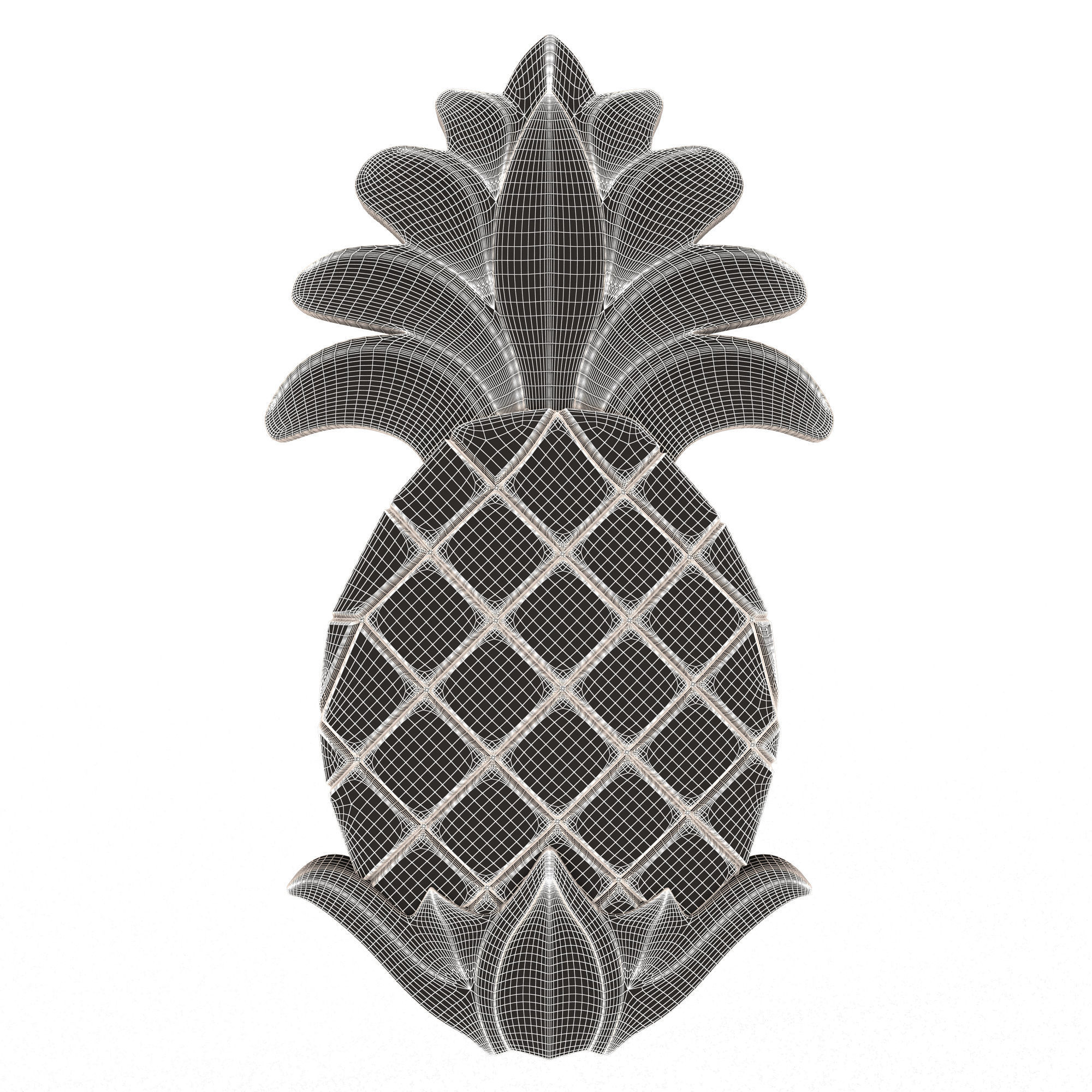 Pineapple Wood Carving Low-poly 3D model_6