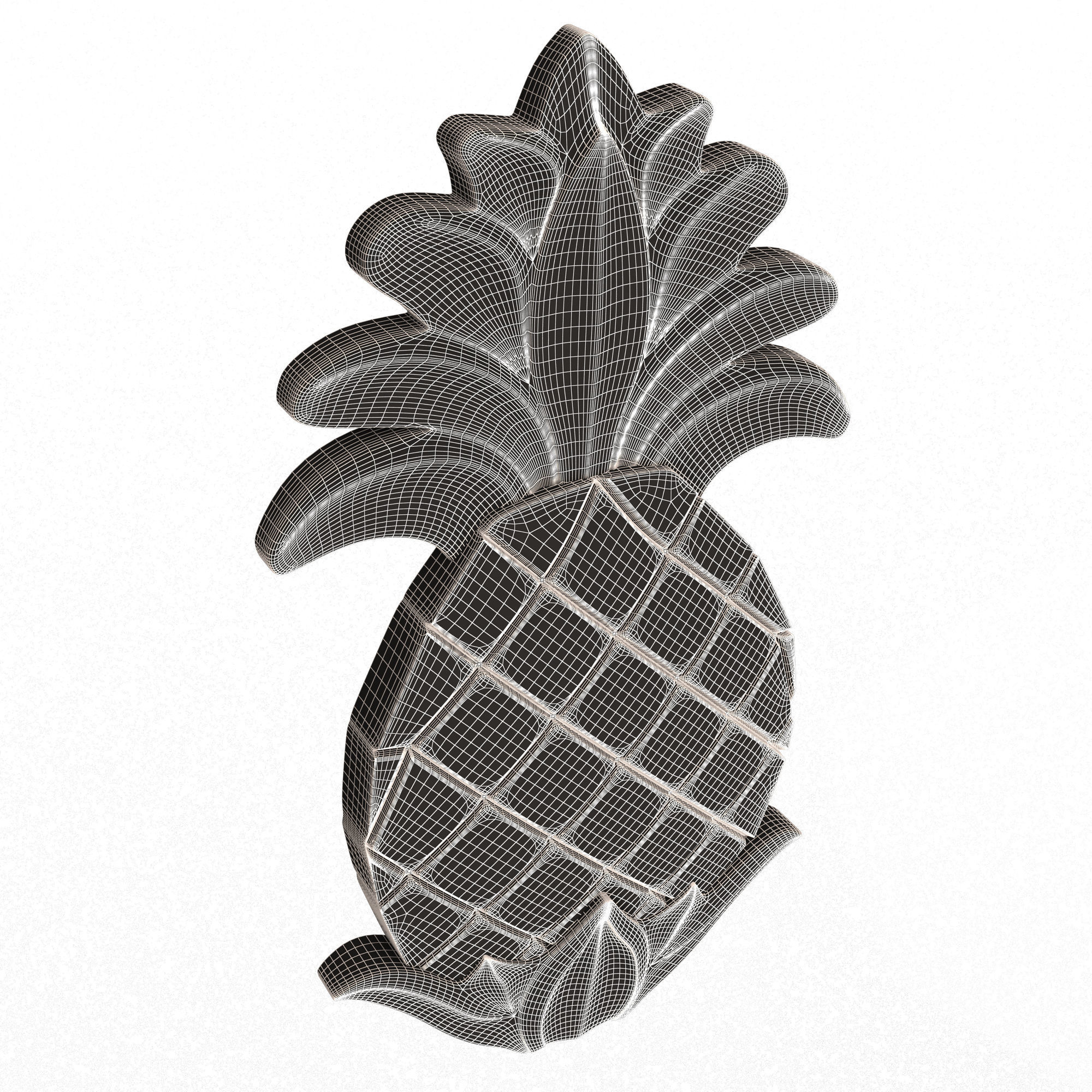 Pineapple Wood Carving Low-poly 3D model_7