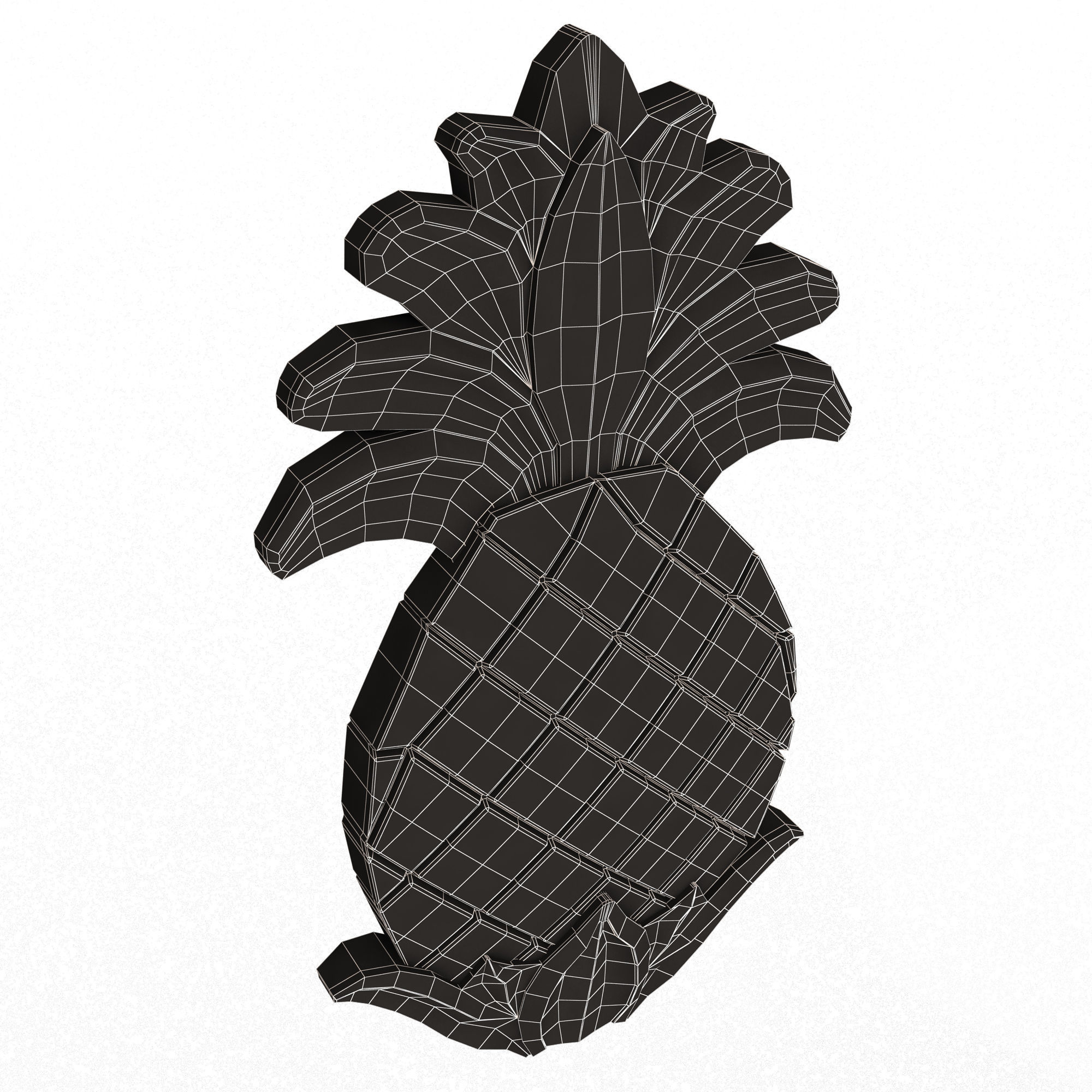 Pineapple Wood Carving Low-poly 3D model_13