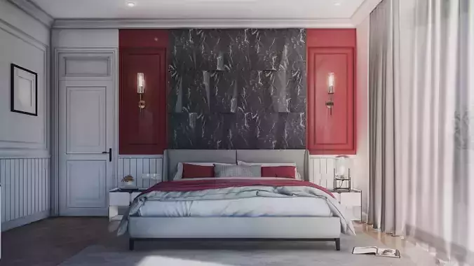 Hill House Interior Scene Bed Room Neoclassical Interior Design 3D model