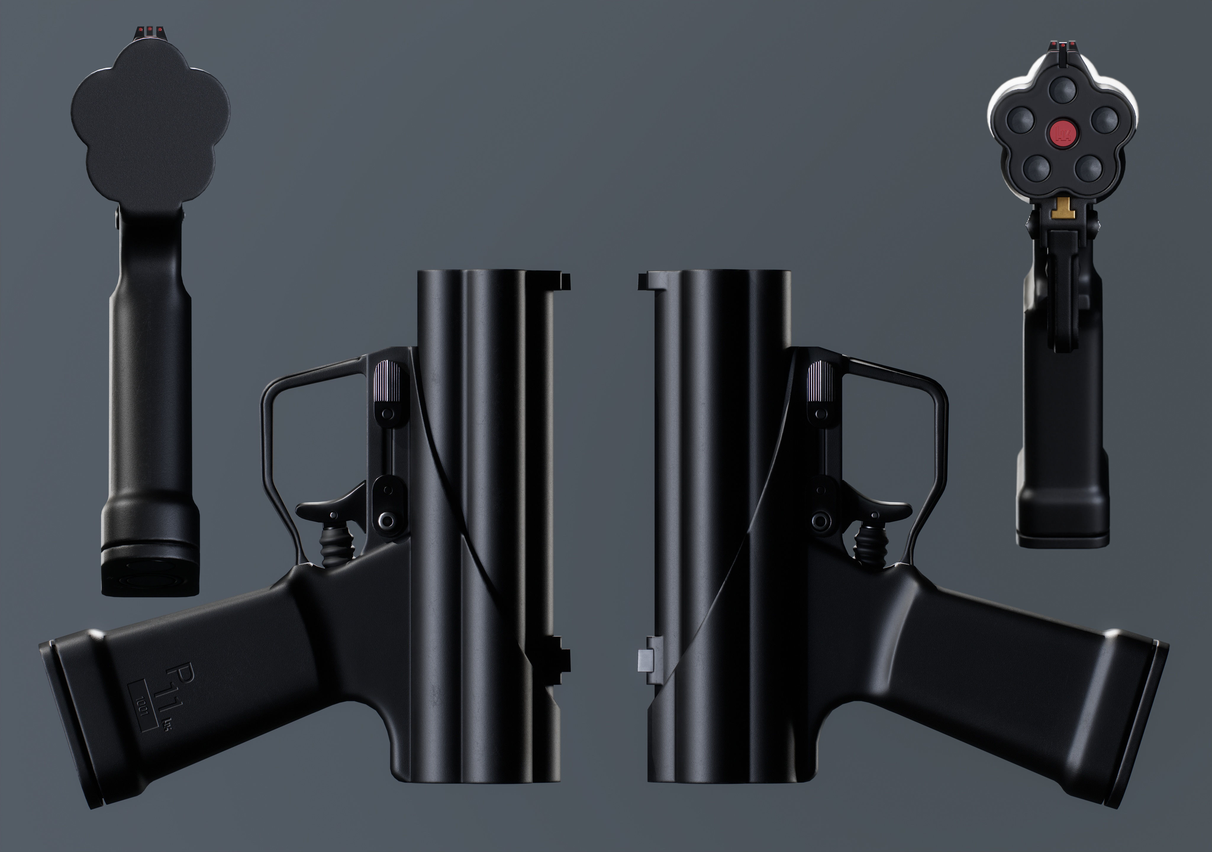 Game Ready HK P11 Underwater pistol Low-poly 3D model_3