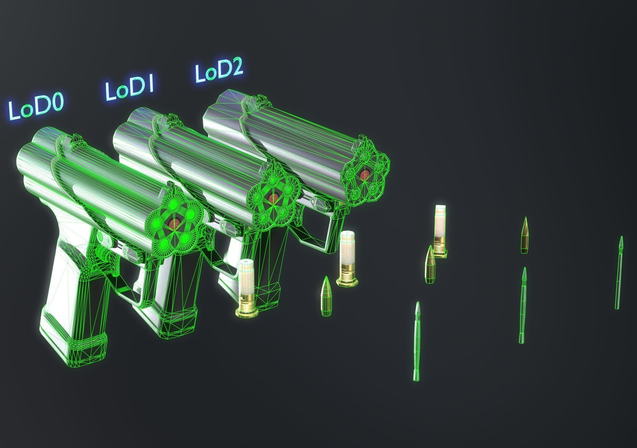 Game Ready HK P11 Underwater pistol Low-poly 3D model_8