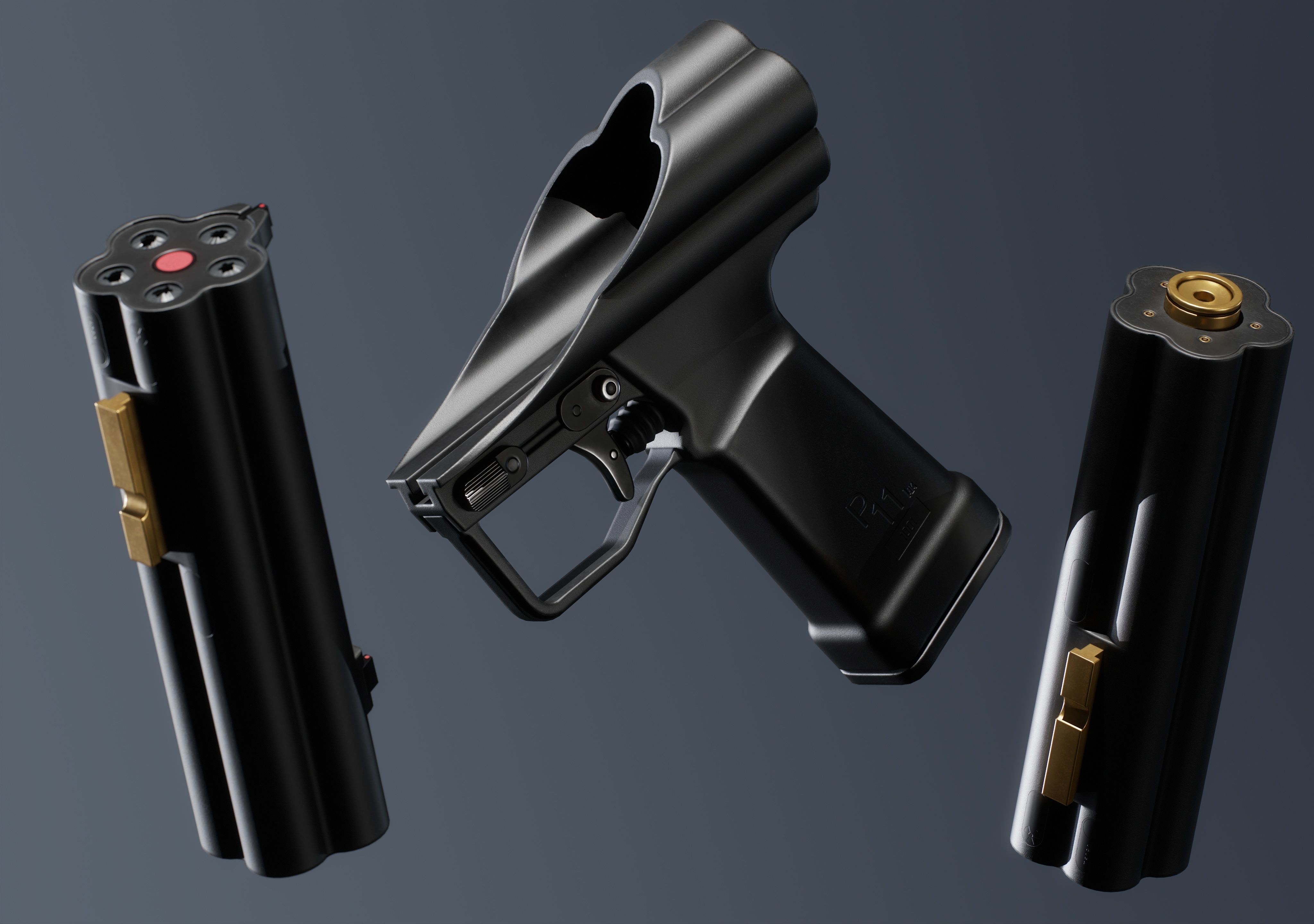 Game Ready HK P11 Underwater pistol Low-poly 3D model_2