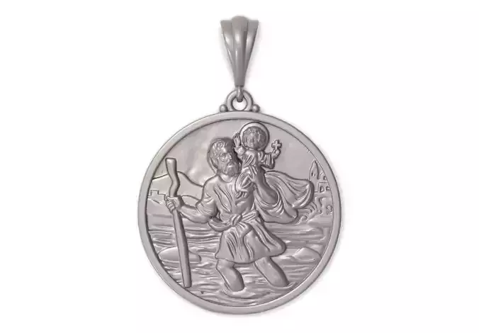 Saint Christopher 3D Printable Jewelry Pendant Necklace