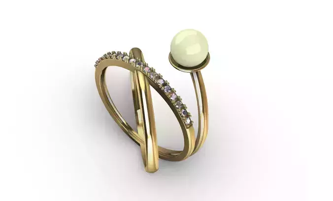 Crisscross mabe pearl ring