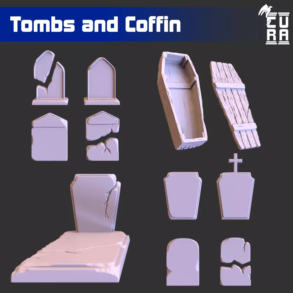 Tombs and coffin 3D print model_0