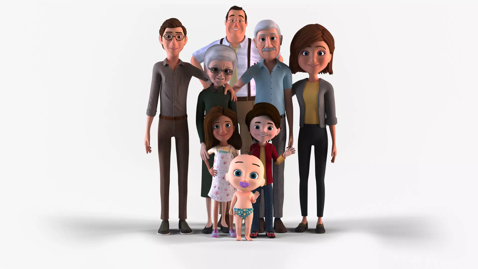 Cartoon Family Pack - 8 Character 3D Model Collection_0