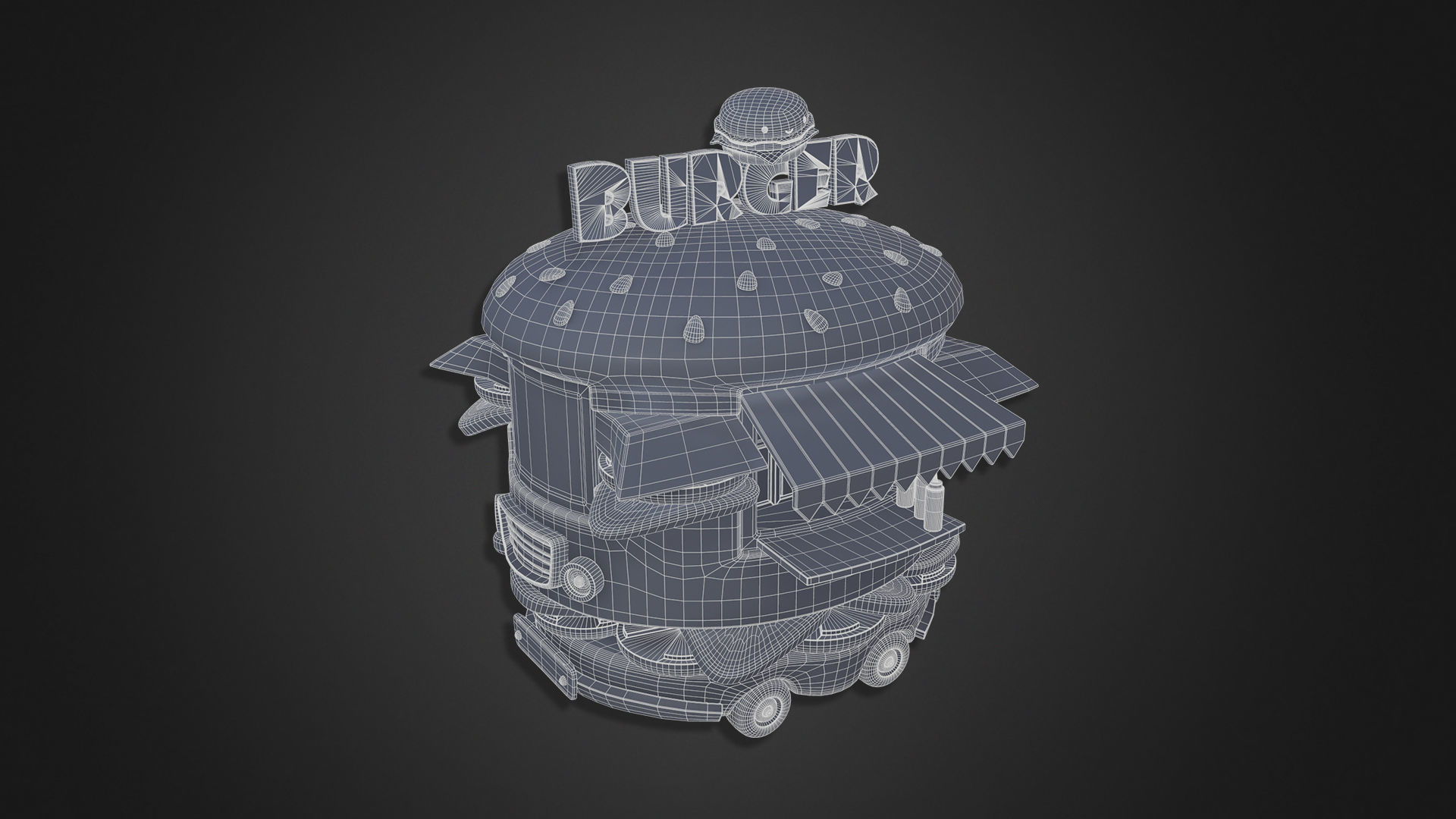 Asset - Cartoons - Food Car -  Hamburger Car 3D model_9