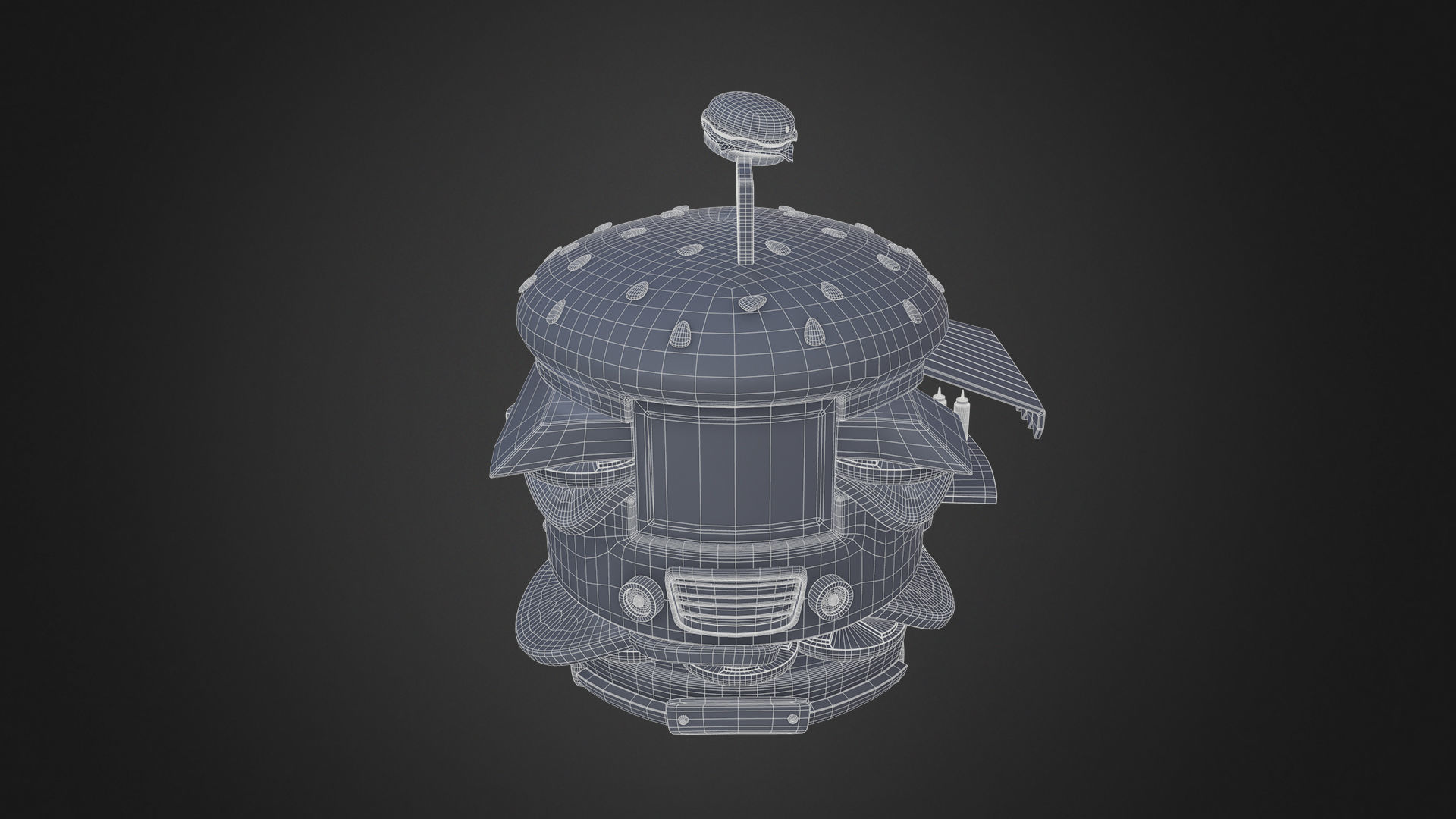 Asset - Cartoons - Food Car -  Hamburger Car 3D model_5