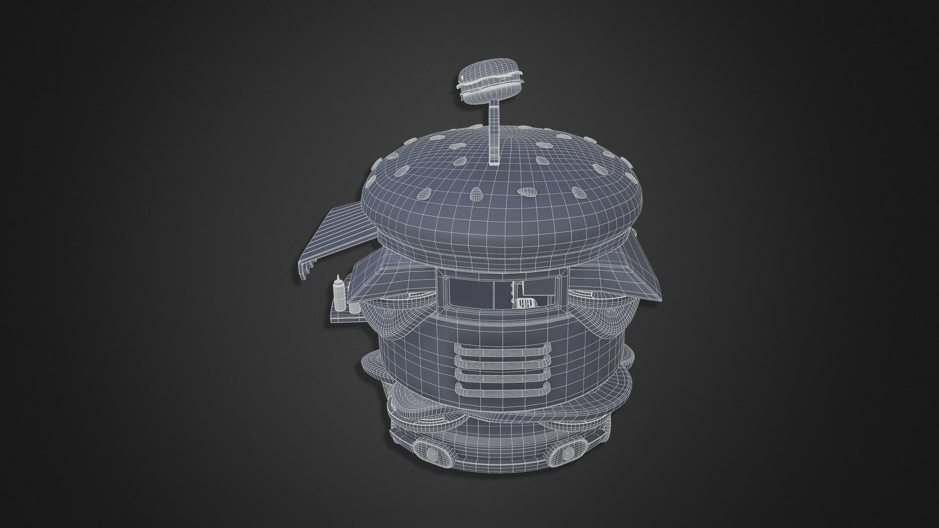 Asset - Cartoons - Food Car -  Hamburger Car 3D model_7