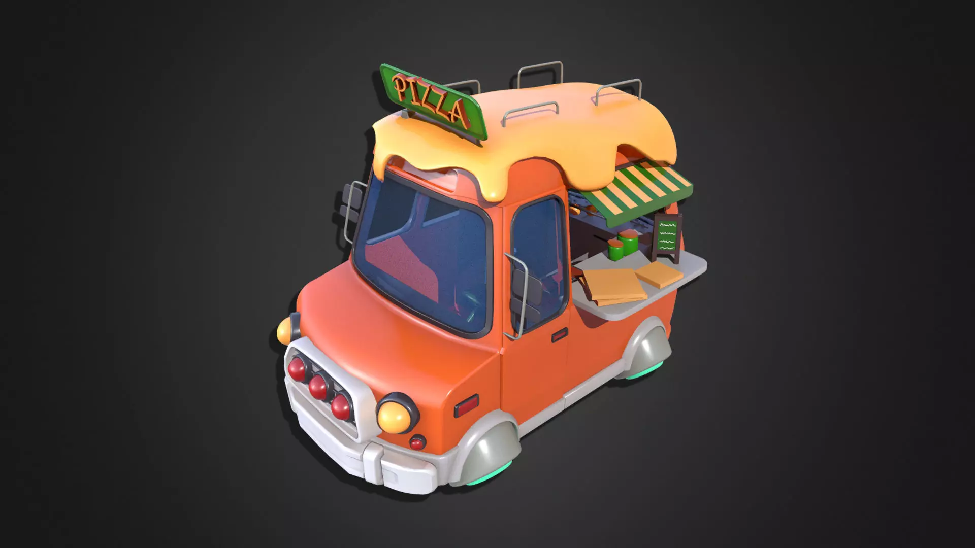 Asset - Cartoons - Food Pizza Truck 3D model