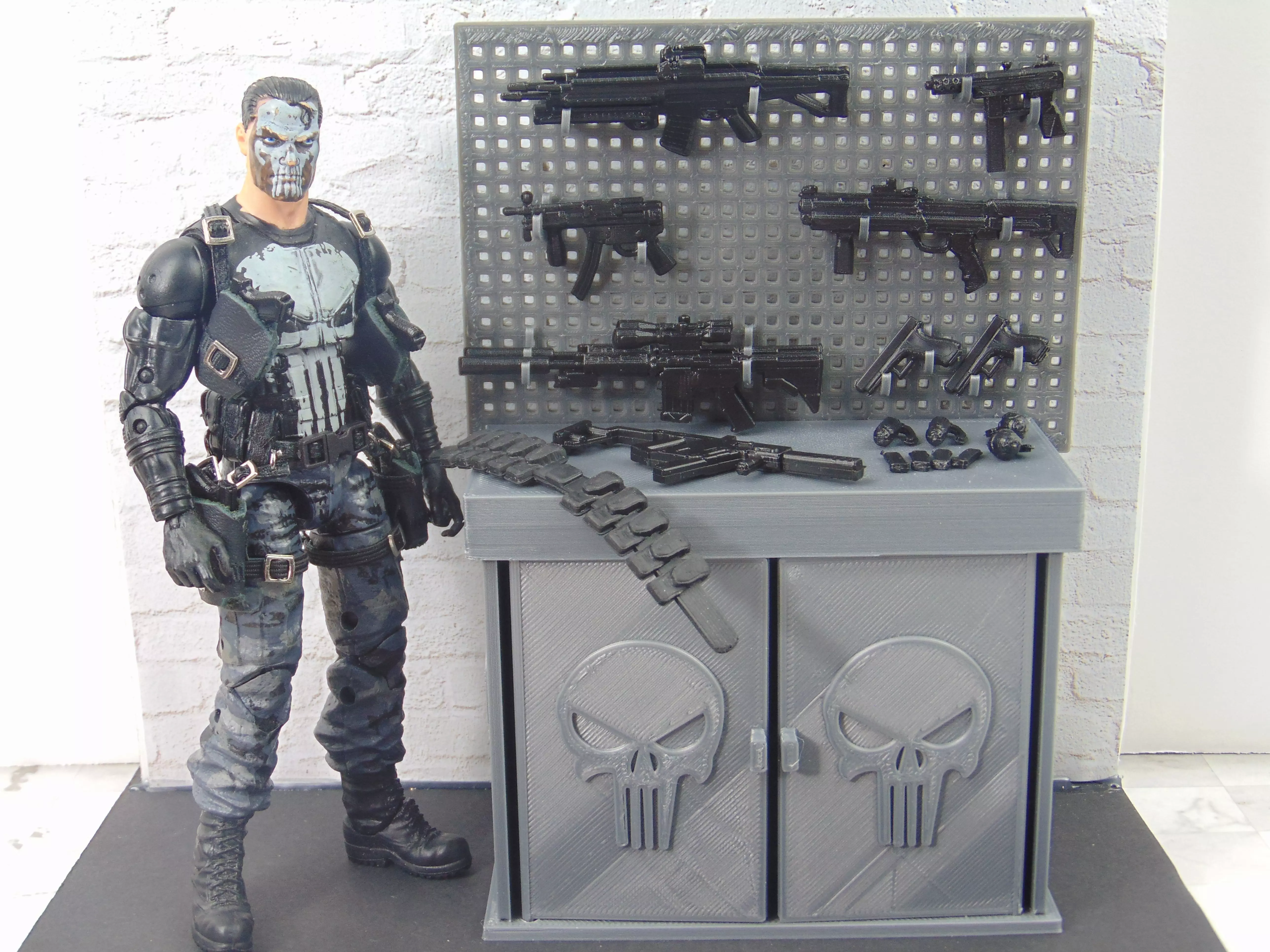 One12 Workbench Gun Rack Diorama Prop for 6 inch Punisher Figure 3D print model_0