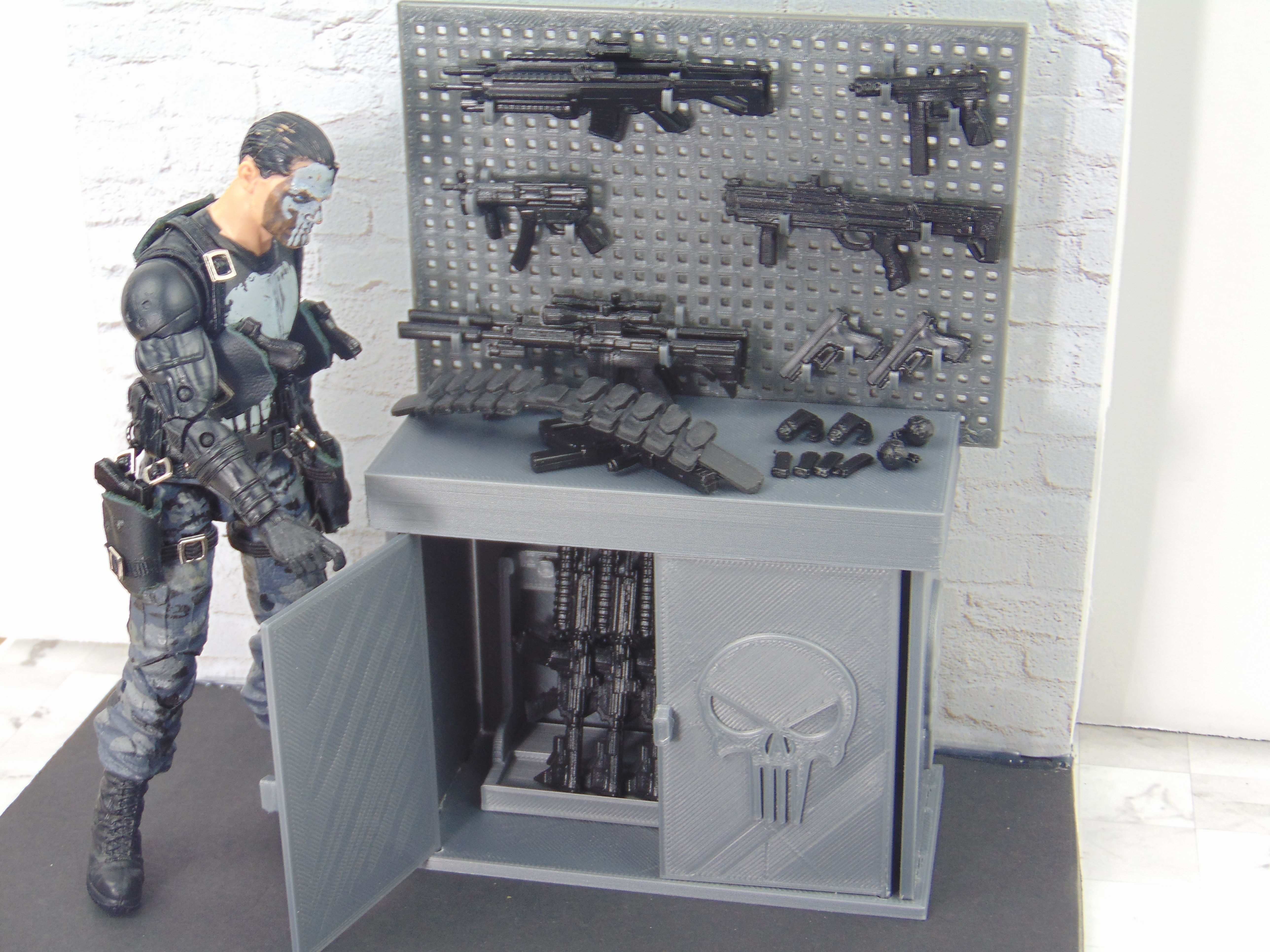 One12 Workbench Gun Rack Diorama Prop for 6 inch Punisher Figure 3D print model_2