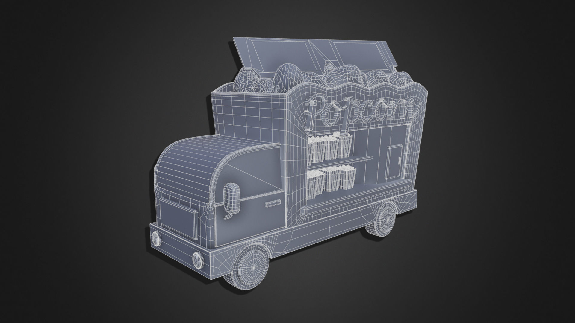 Asset - Cartoons - Food Car - Popcorn Car 3D model_9
