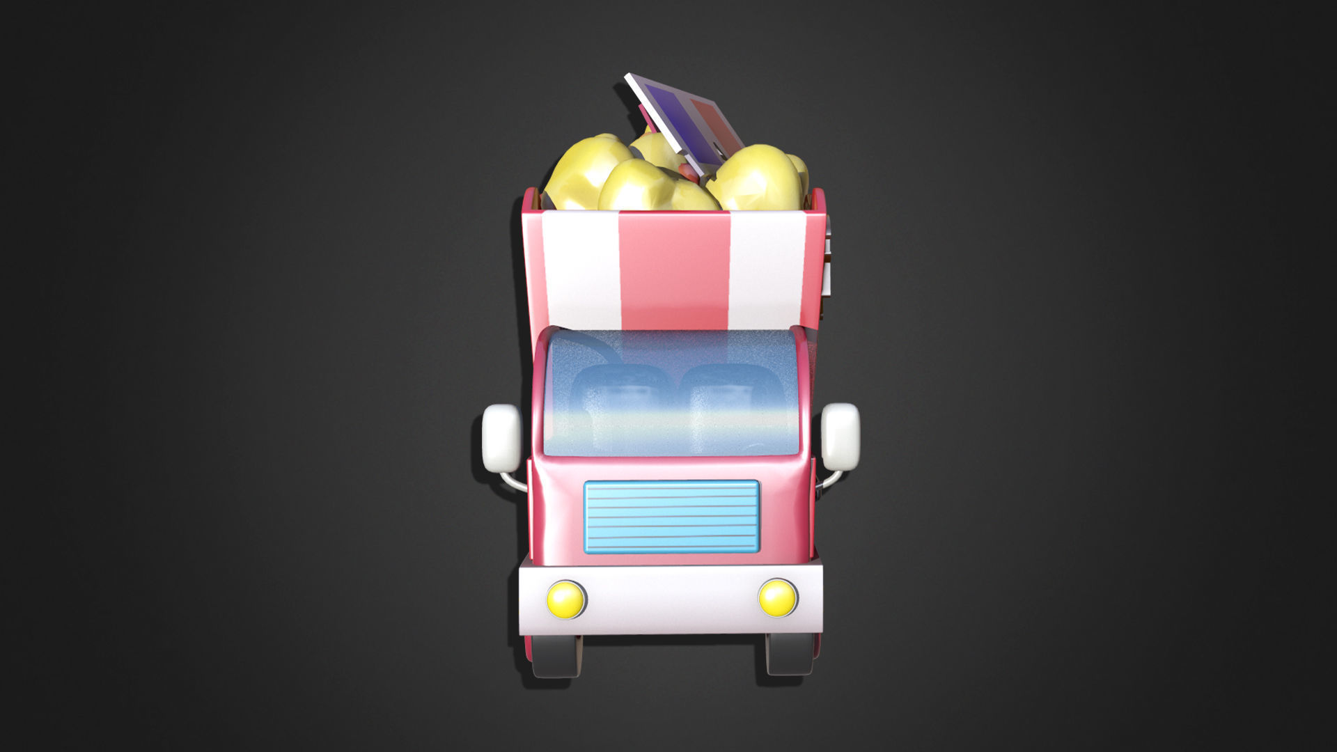 Asset - Cartoons - Food Car - Popcorn Car 3D model_2