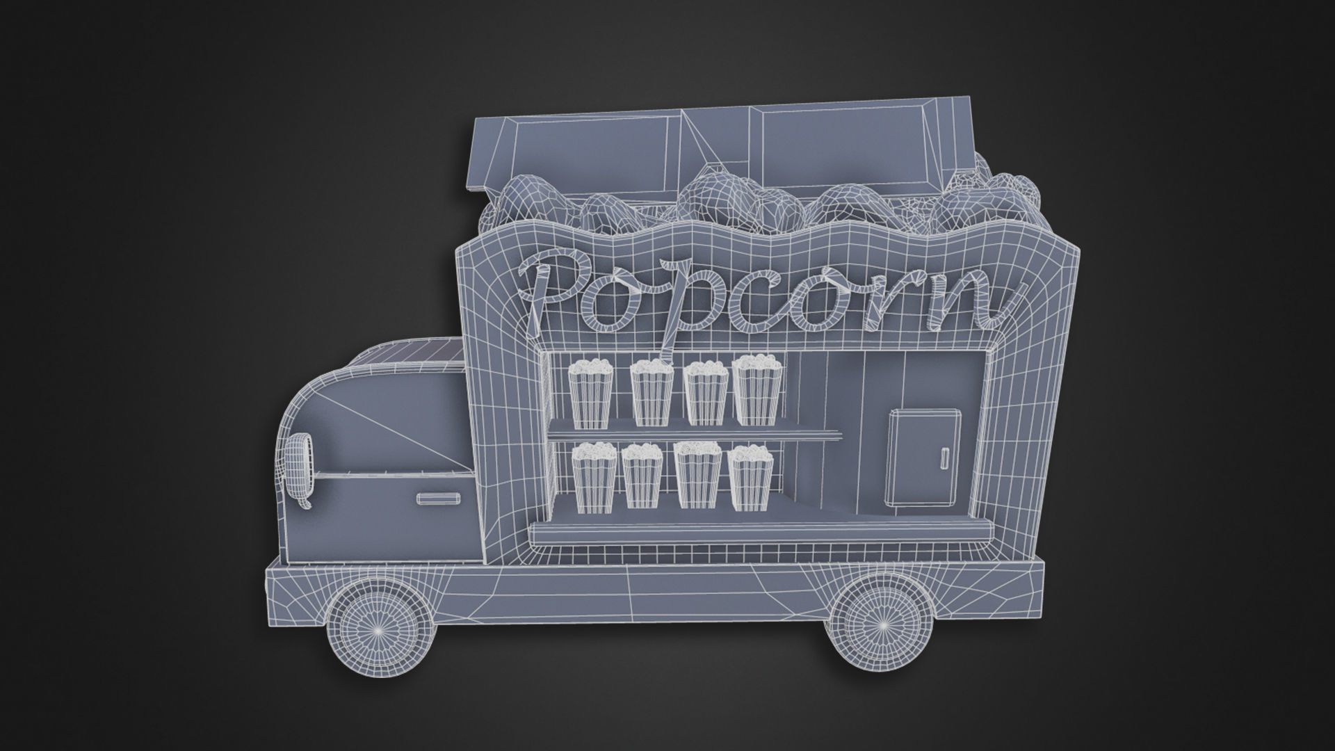 Asset - Cartoons - Food Car - Popcorn Car 3D model_10