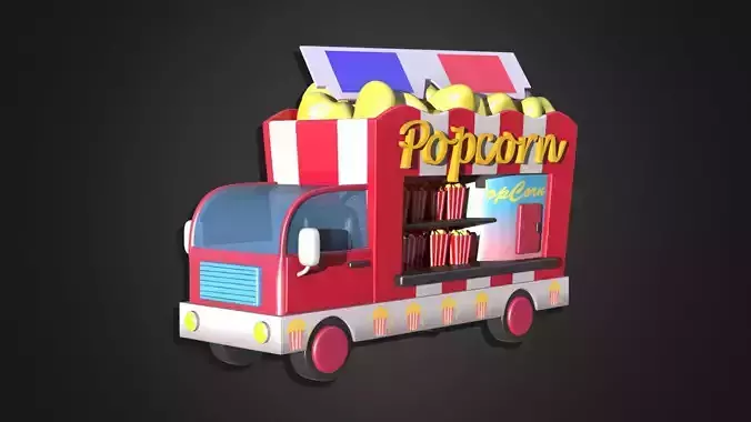 Asset - Cartoons - Food Car - Popcorn Car 3D model