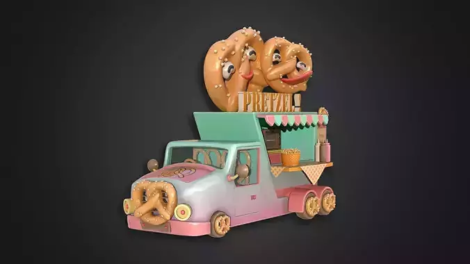 Asset - Cartoons - Food Pretzel Car 3D model