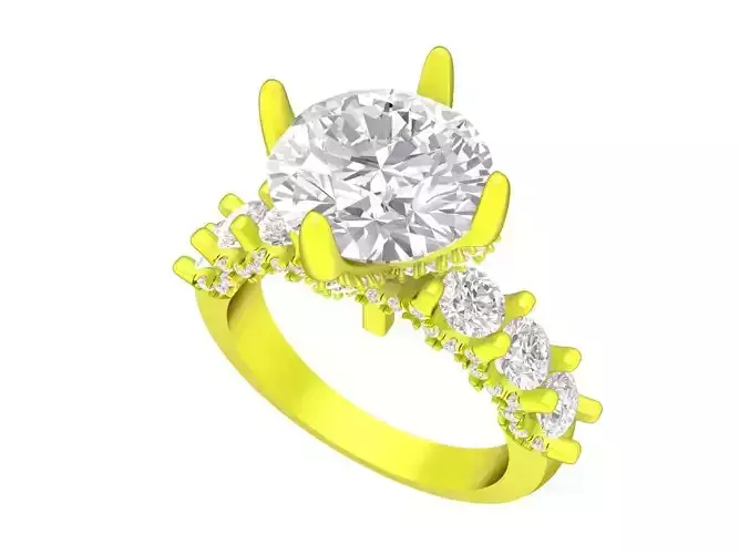 A7398 Diamond Engagement Ring 3D Print