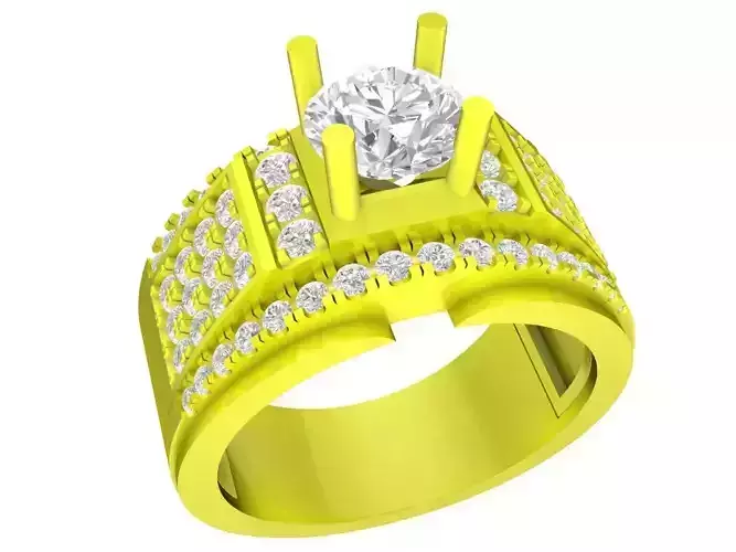 A7406 Korean Style Diamond Men Ring 3D Print
