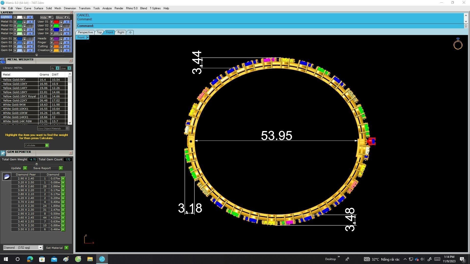 A7407 Luxury Diamond Eternity Women Bangle Bracelet 3D Print 3D print model_6