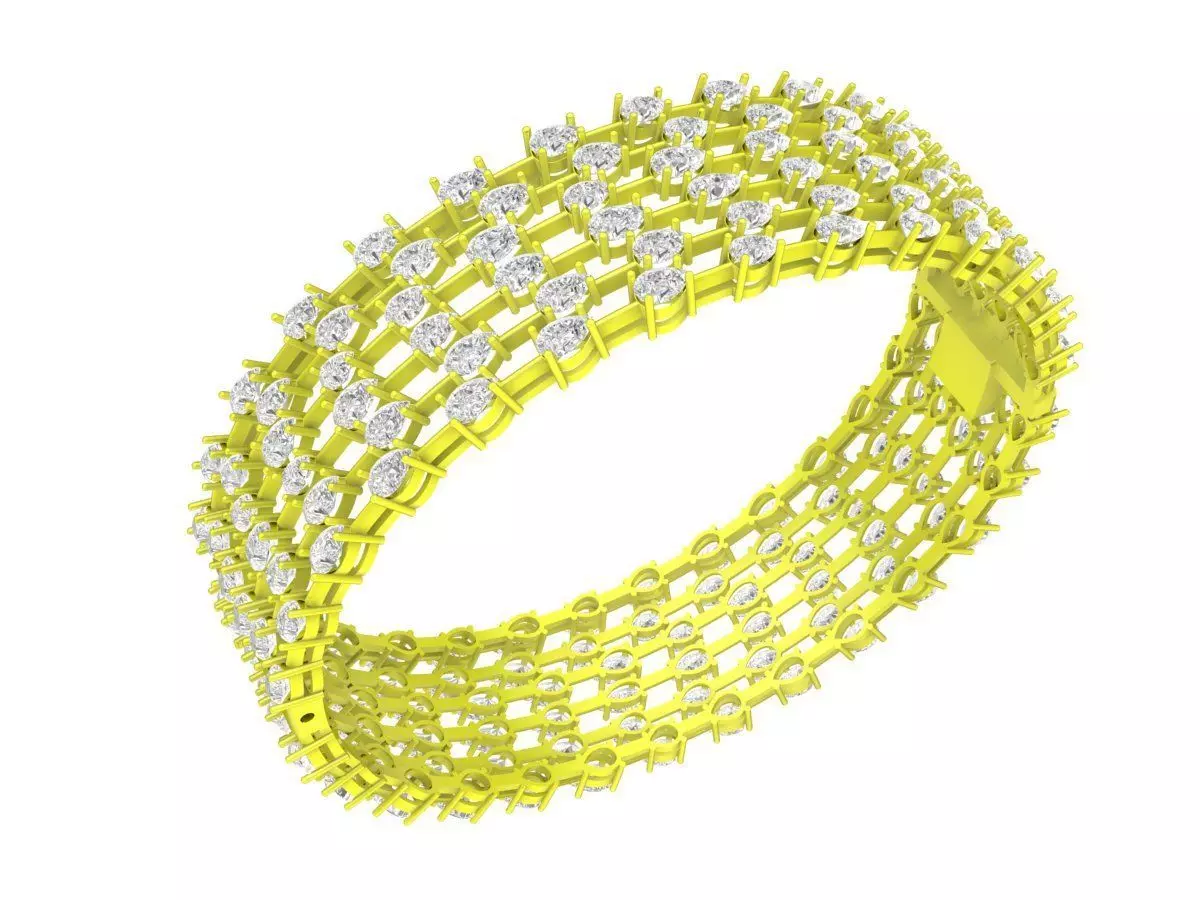 A7407 Luxury Diamond Eternity Women Bangle Bracelet 3D Print 3D print model_0