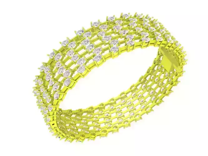 A7407 Luxury Diamond Eternity Women Bangle Bracelet 3D Print