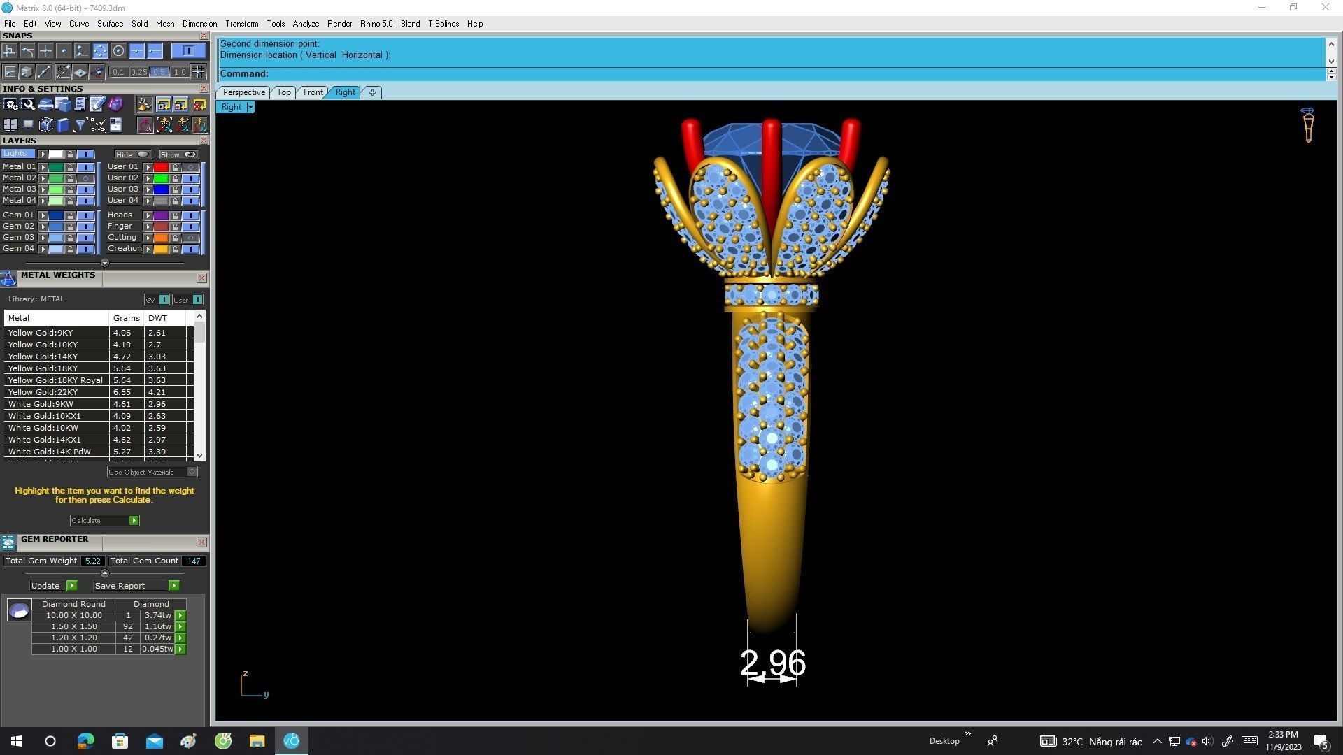 A7409 Flower Diamond Engagement Ring 3D Print 3D print model_7