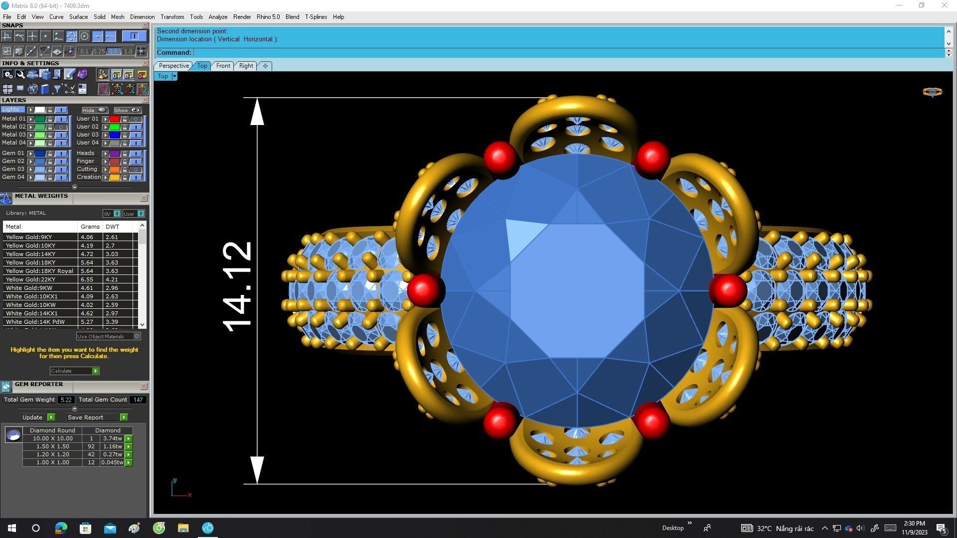 A7409 Flower Diamond Engagement Ring 3D Print 3D print model_5